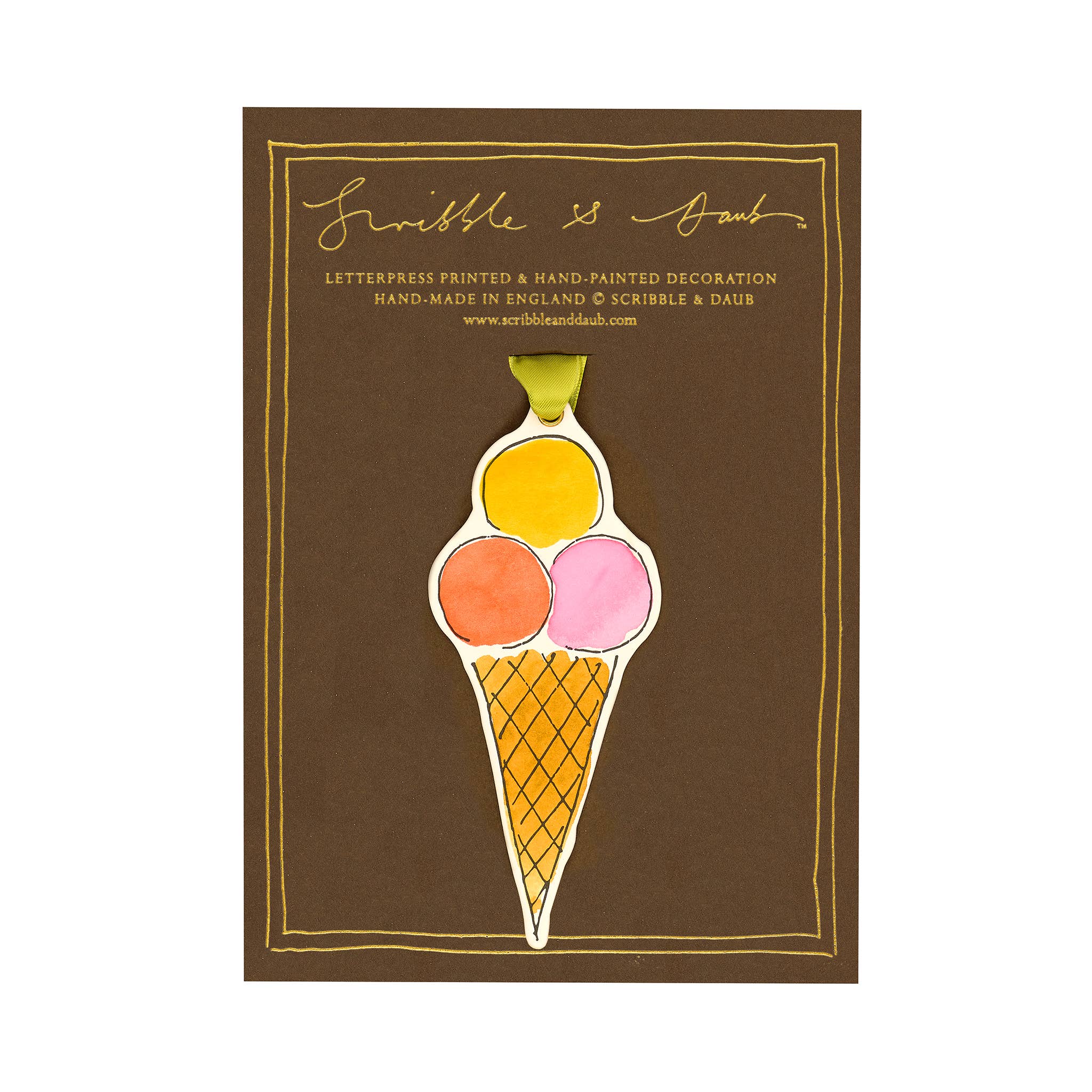 Ice Cream Charm / Decoration / Ornament / Gift Tag - Scribble & Daub