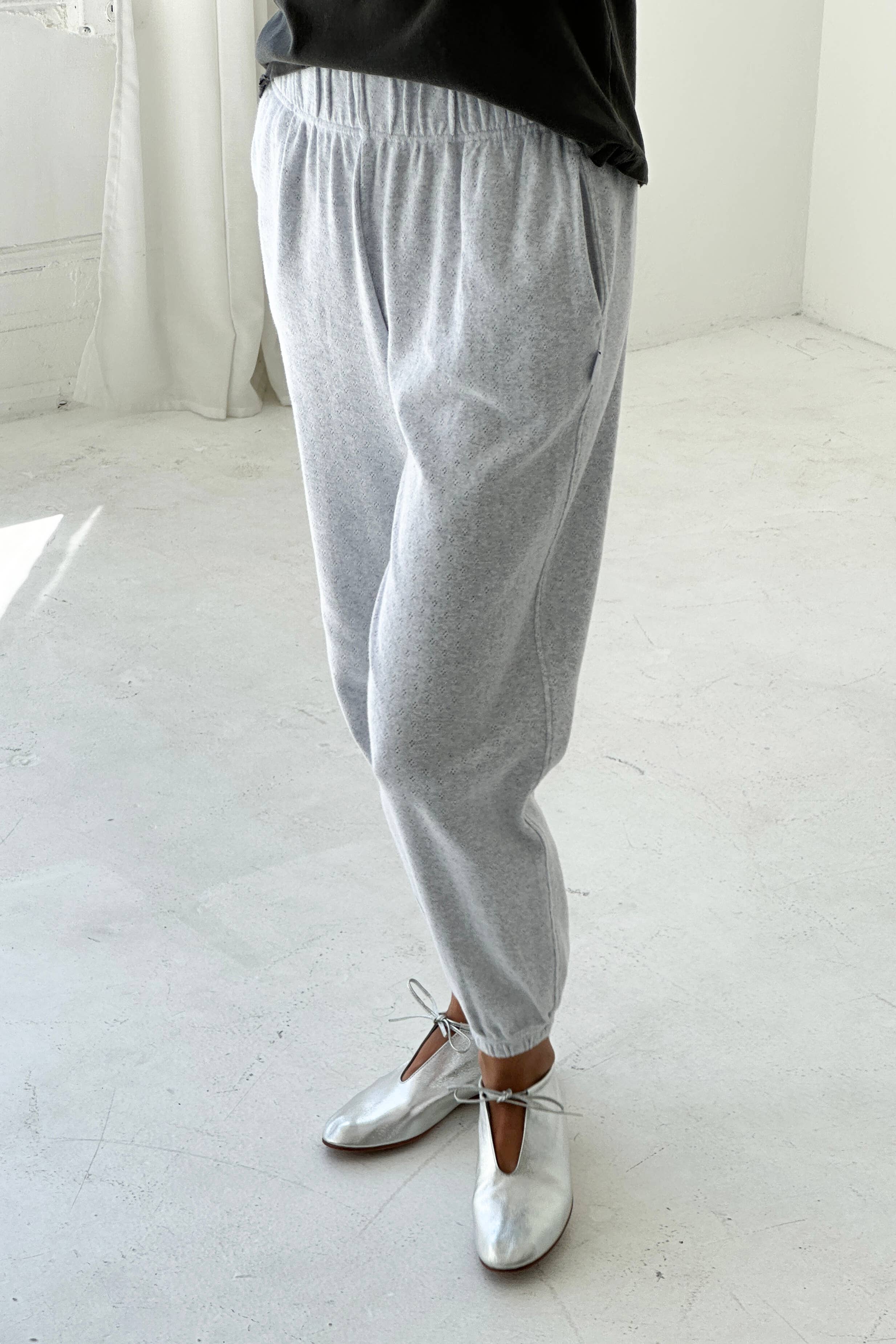 Pointelle Serene Jogger Icy grey - Le Bon Shoppe