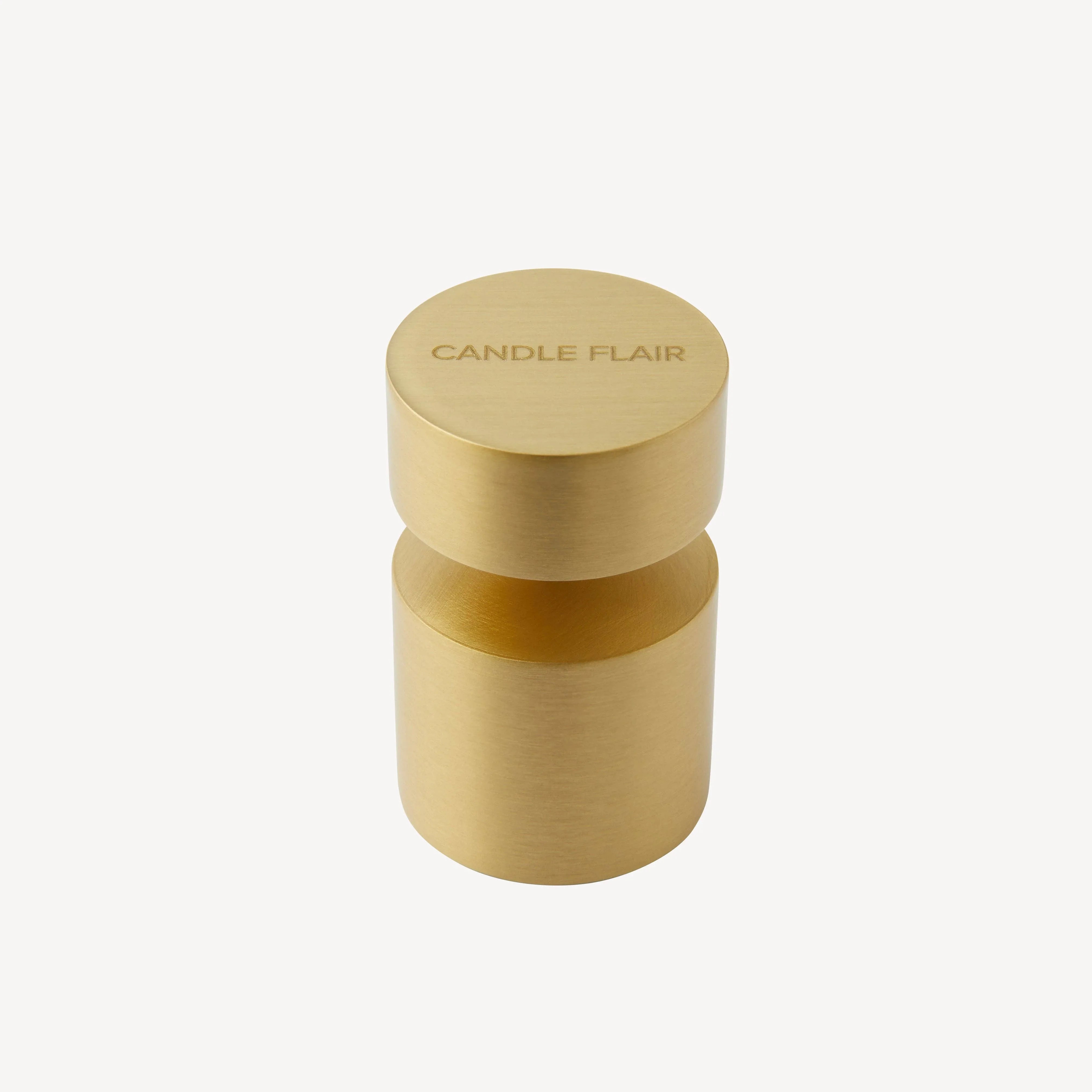 Candle Flair brass candle holder, cylindrical, matte gold finish, minimalist design