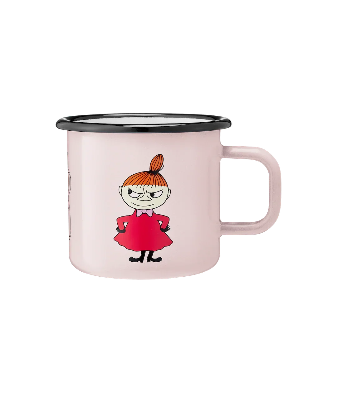 Muurla pink enamel mug featuring Little My cartoon character illustration