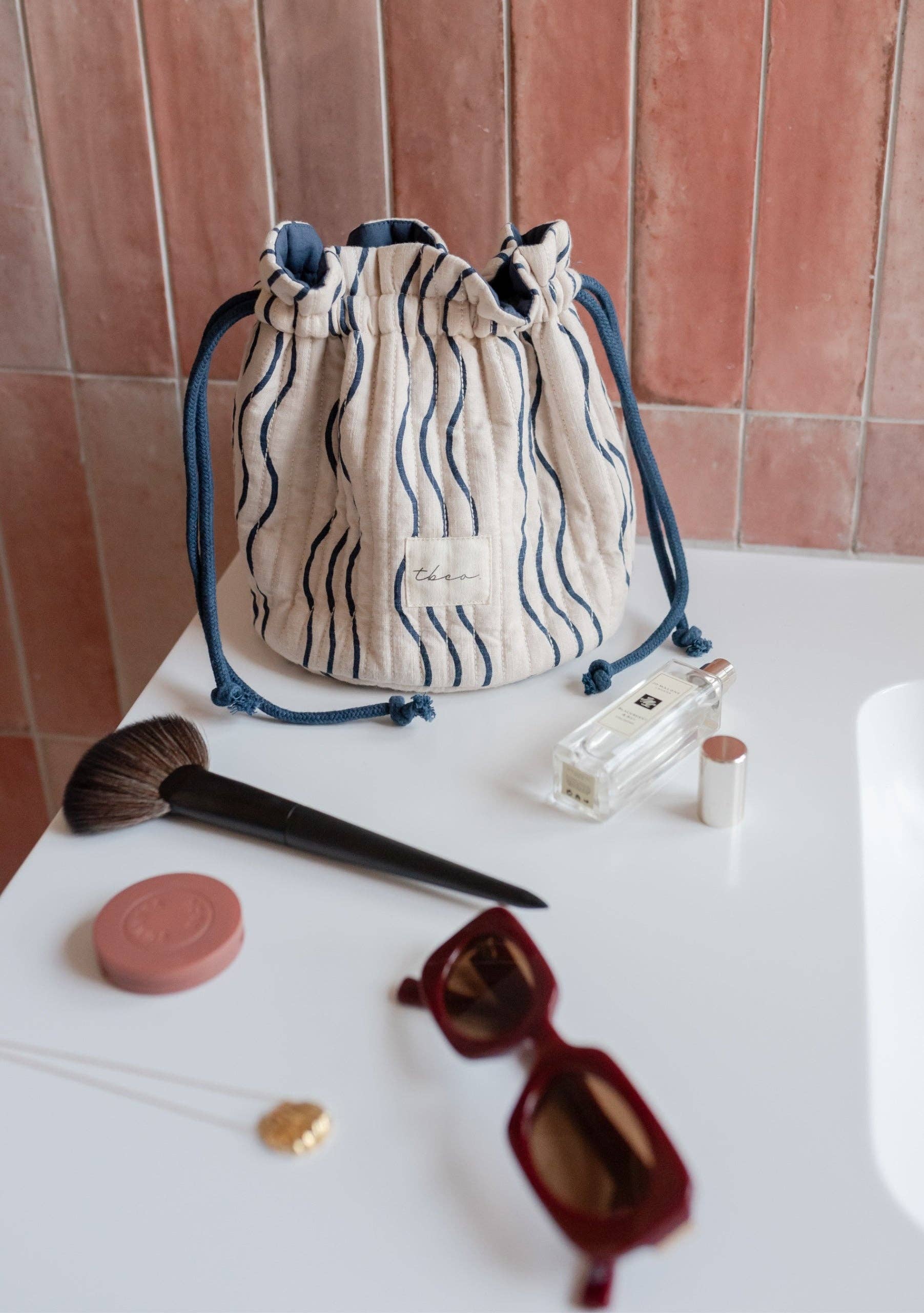 Cotton Wash Bag in Blue Wave - TBCo