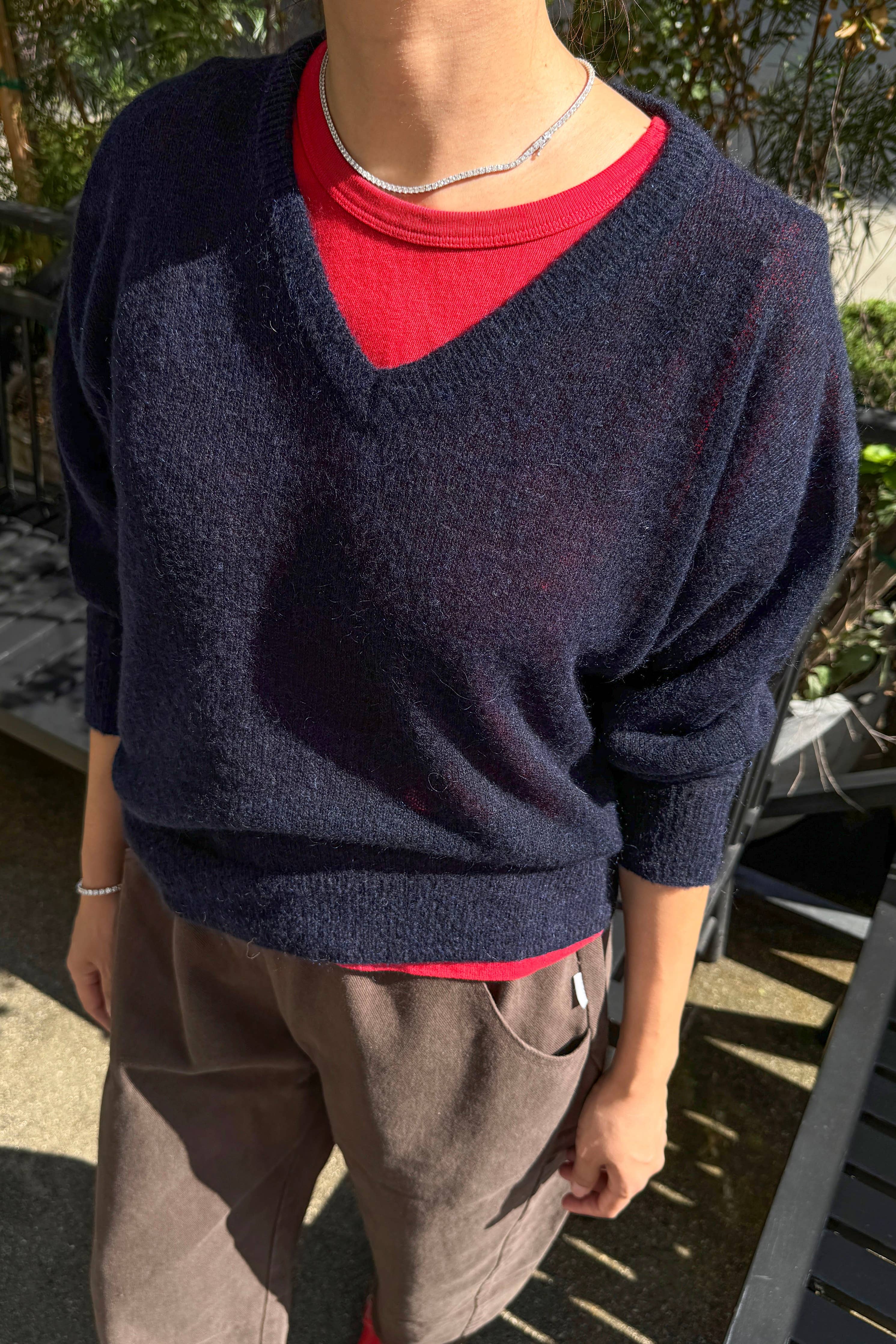 Matthew V-Neck Mohair Sweater (3XS/S-2M/L): Icy Grey (3XS/S-2M/L)