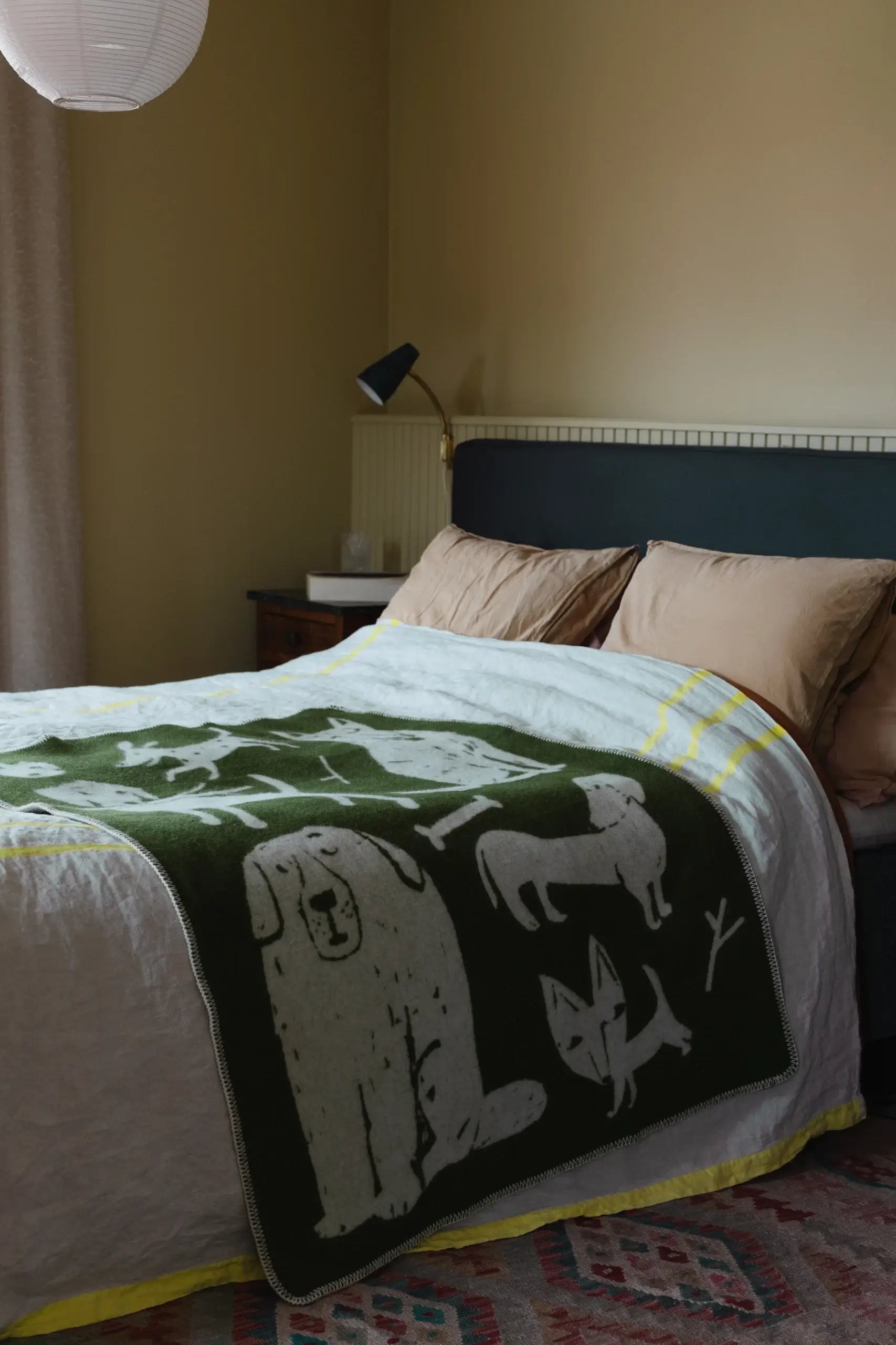 Koirapuisto Wool Blanket — Beige-White