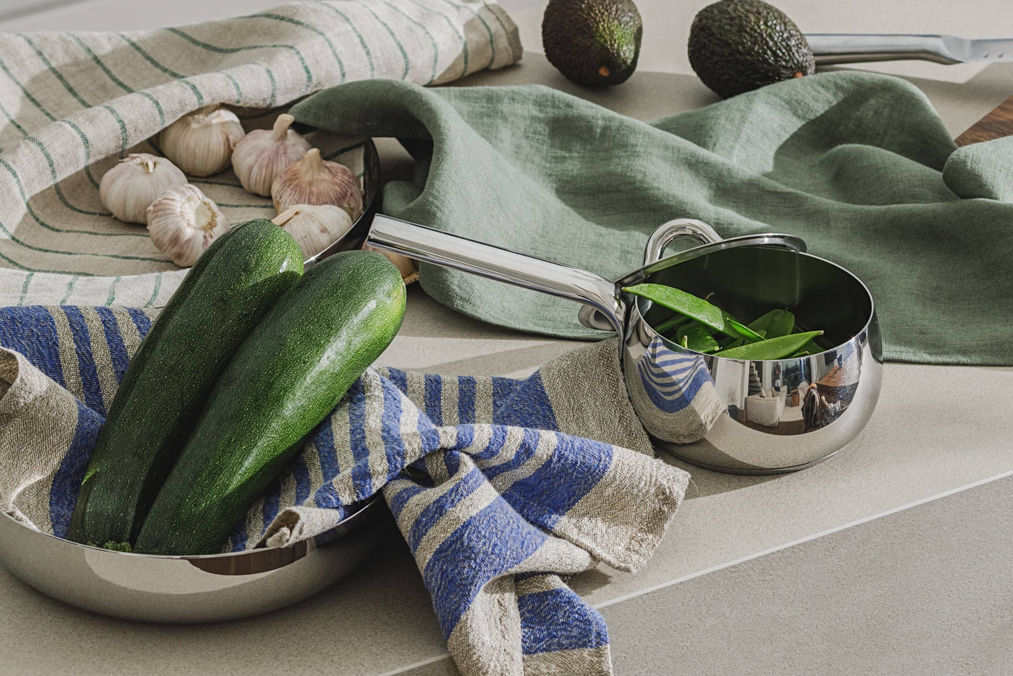 Linen Tea Towel / Cobalt stripes by Dodesign