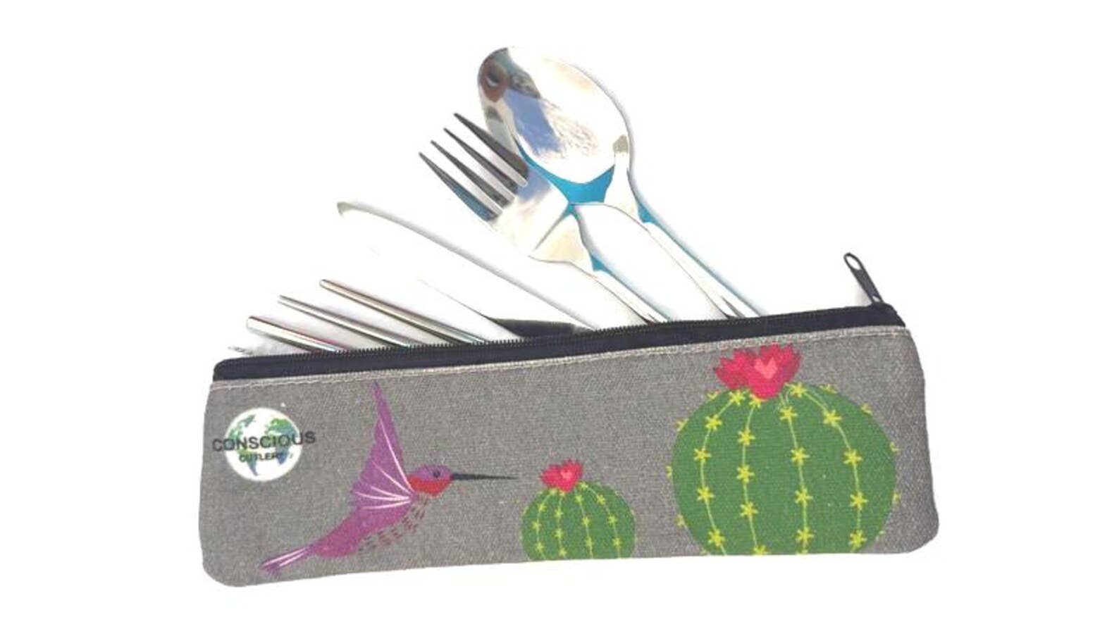 Hummingbird & Cactus Travel Cutlery Set — Conscious Cutlery