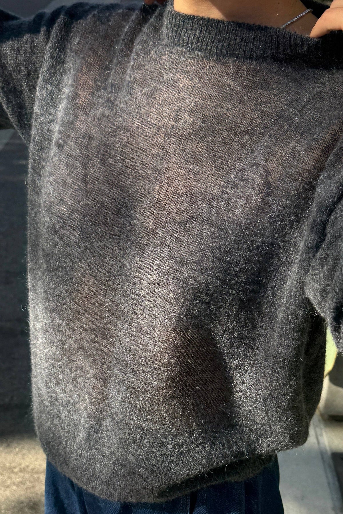 Cecile Crew Neck Mohair Sweater (3XS/S-2M/L): Charcoal (3XS/S-2M/L)