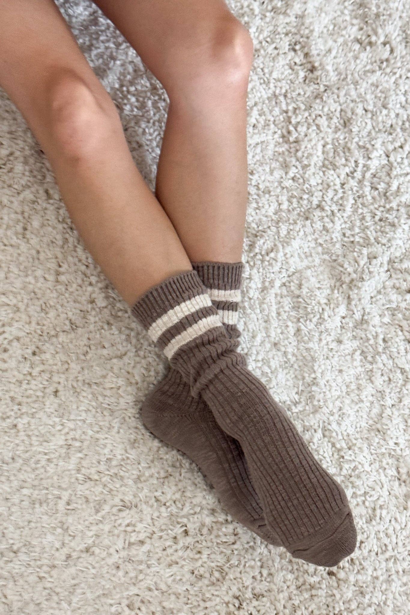 Cottage Varsity Socks Flax Varsity - Le Bon Shoppe