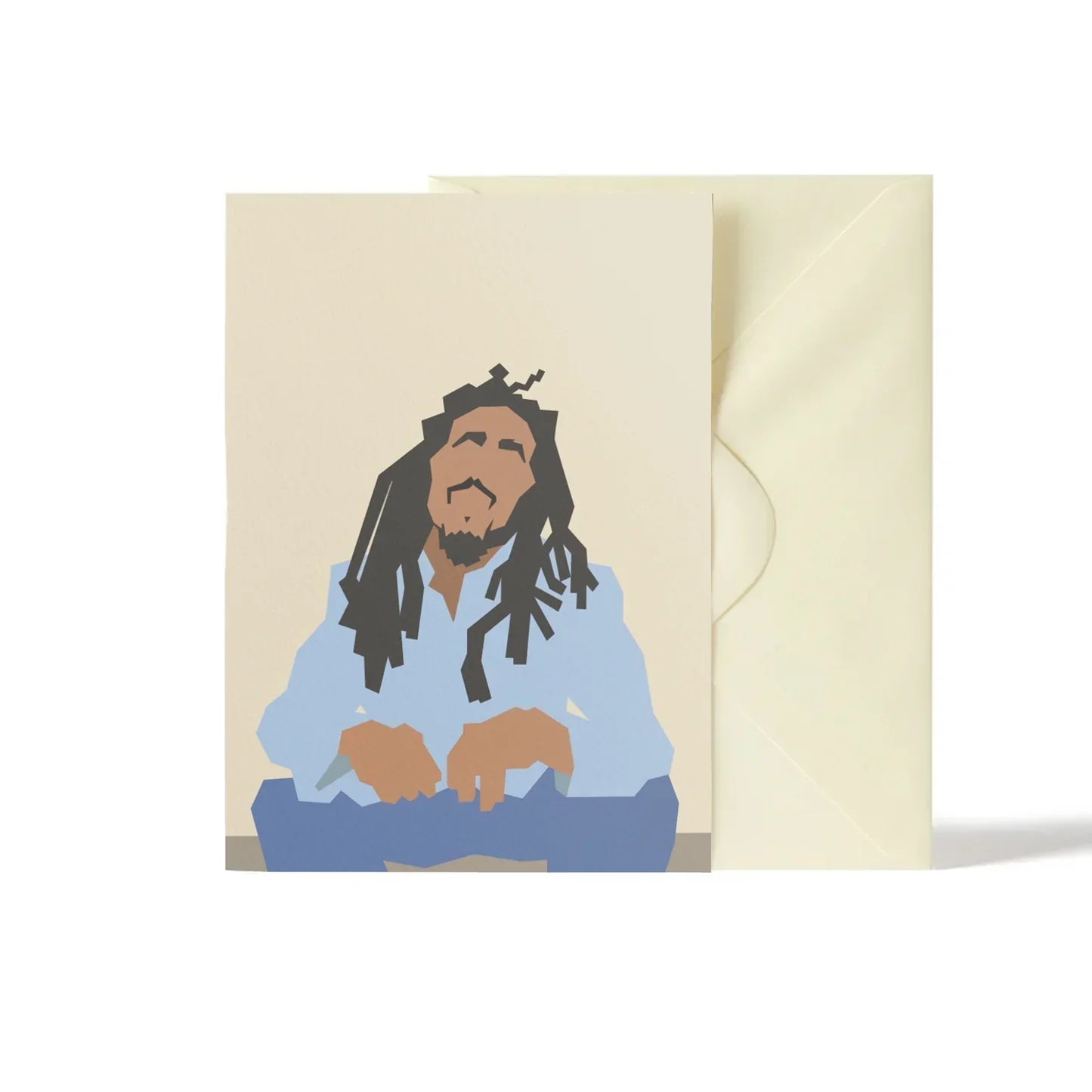 AfroTouch Design greeting card, graphic man with dreadlocks, cream card, premium paper