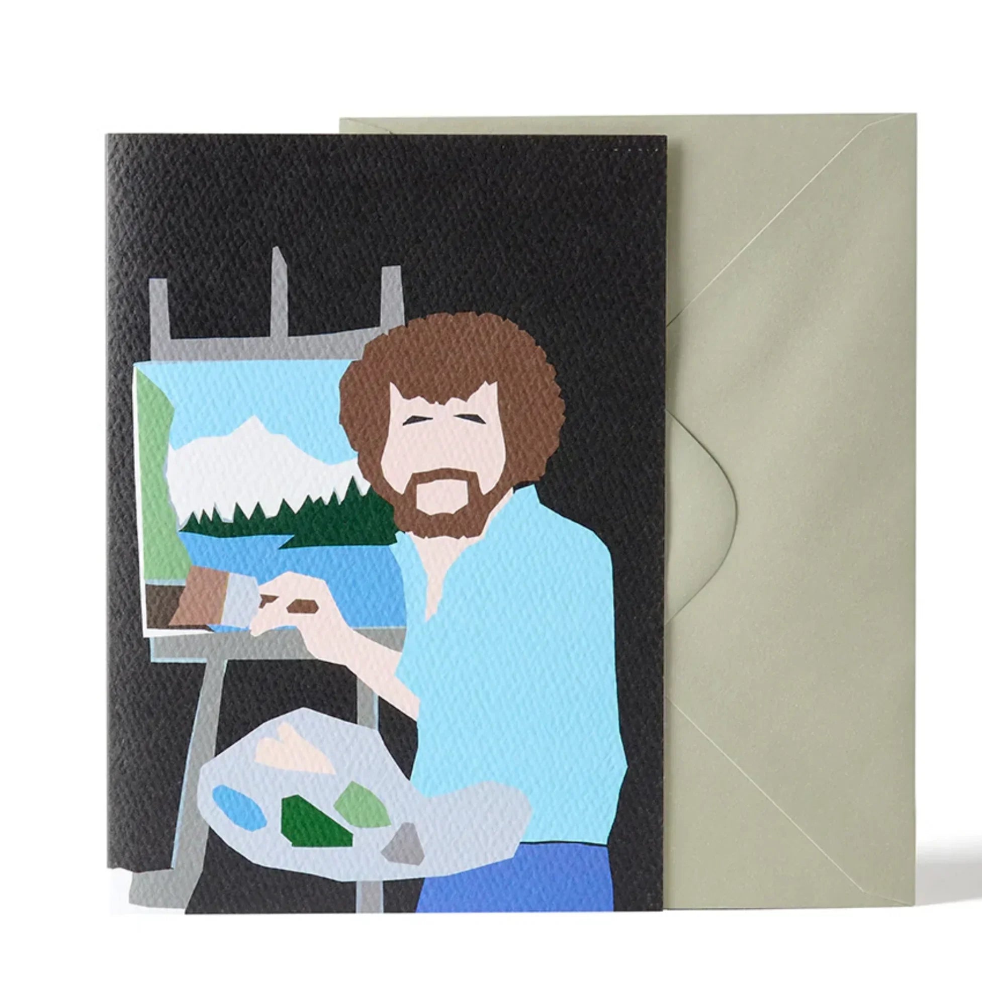 UWP Luxe Bob Ross greeting card, textured paper, colorful design, with envelope