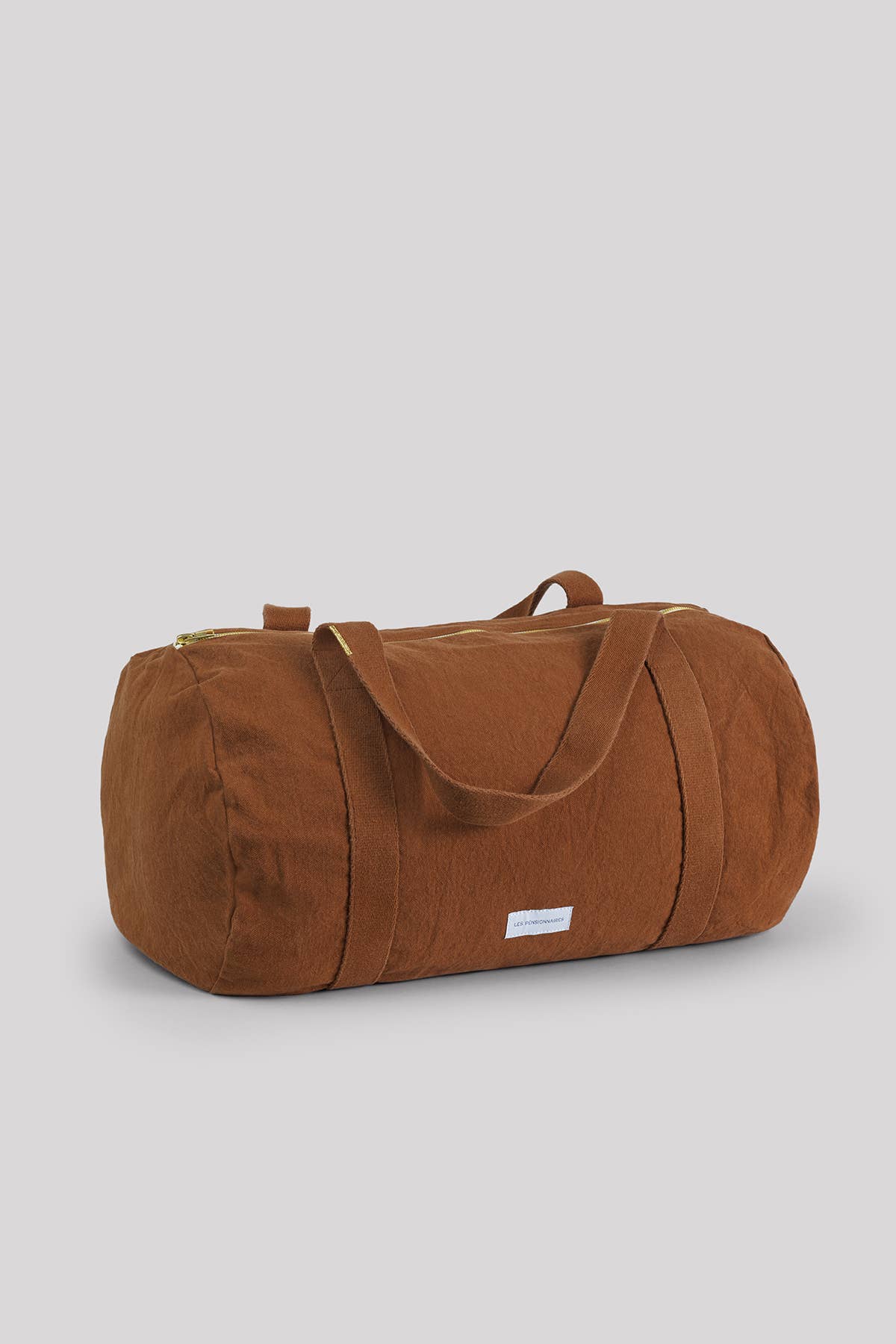 Caramel brown organic cotton canvas bowling bag