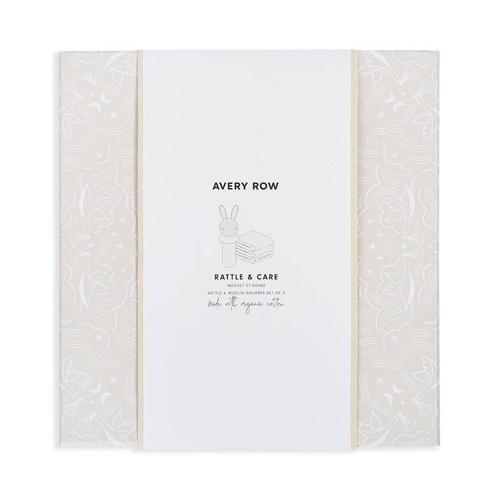 Avery Row Rattle & Care New Baby Gift Set – Chamomile
