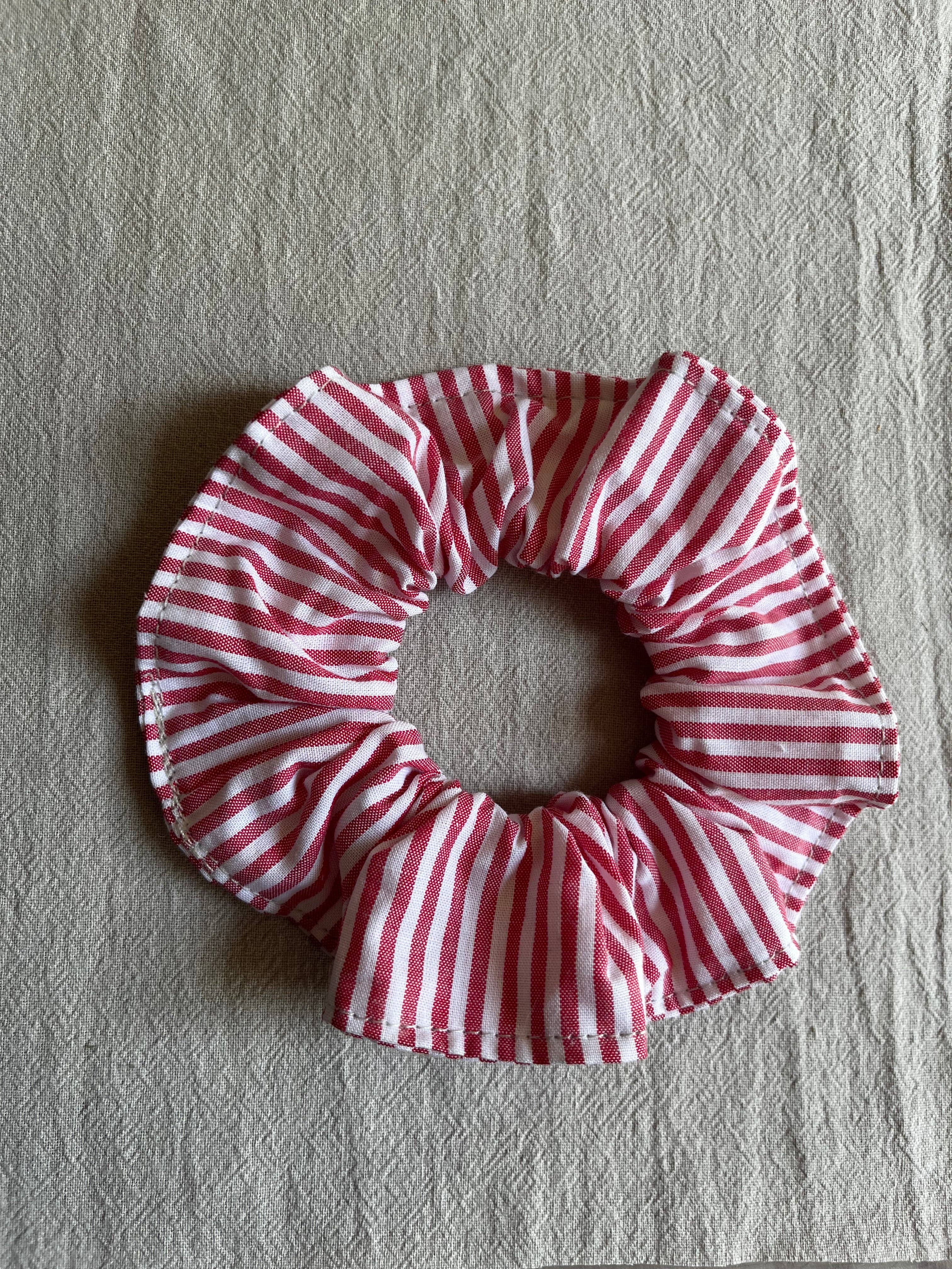 Scrunchie -Stripe (various colours) - Cotton: Red stripe