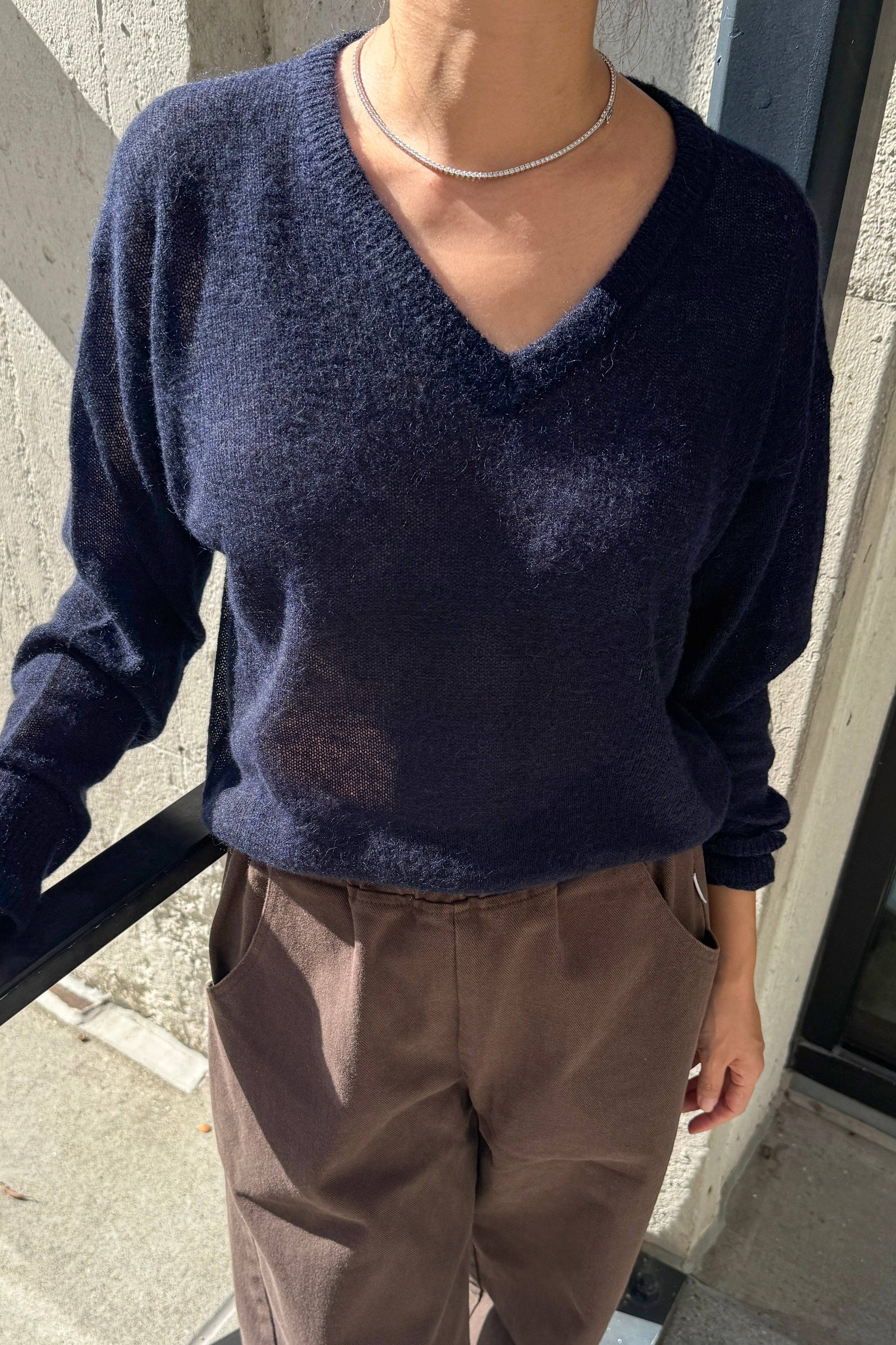 Matthew V-Neck Mohair Sweater (3XS/S-2M/L): Icy Grey (3XS/S-2M/L)