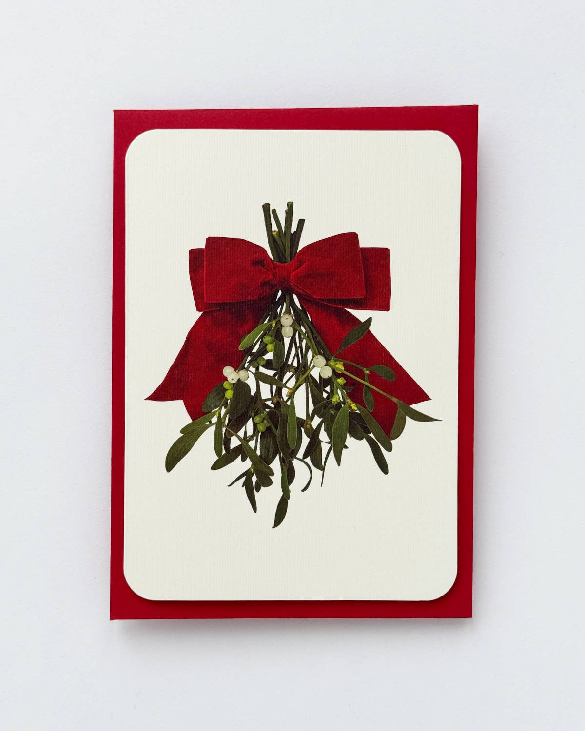 Mistletoe Bow Christmas Greeting Card  by Canonbury Press