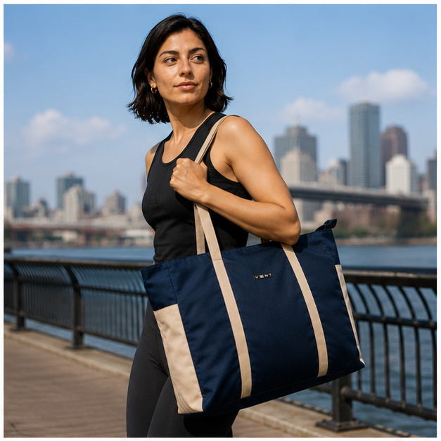 Large Zipped Shopper Bag - Recycled Ocean Plastic - Navy