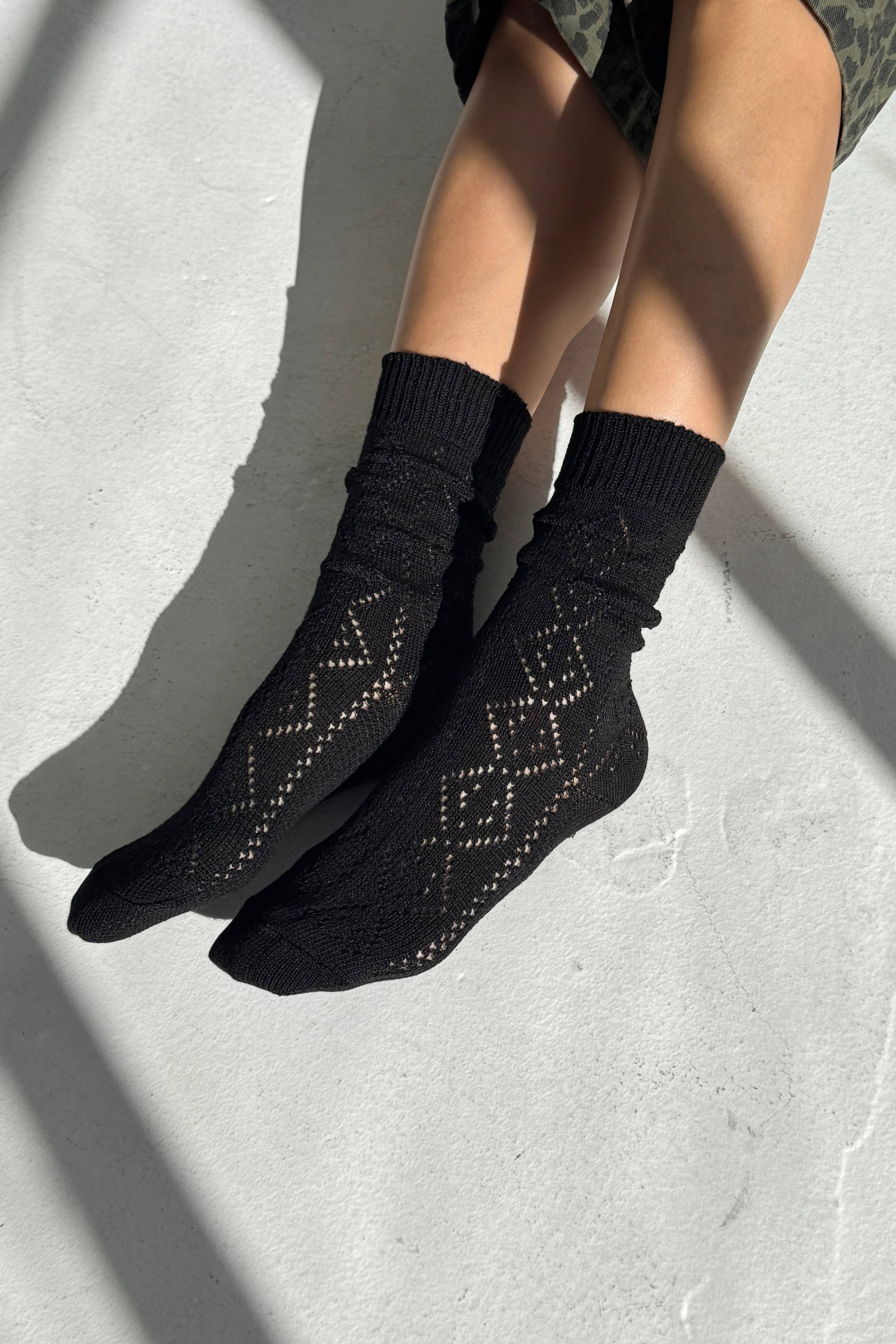 Modal Eyelet Socks (wholesale): Cobalt
