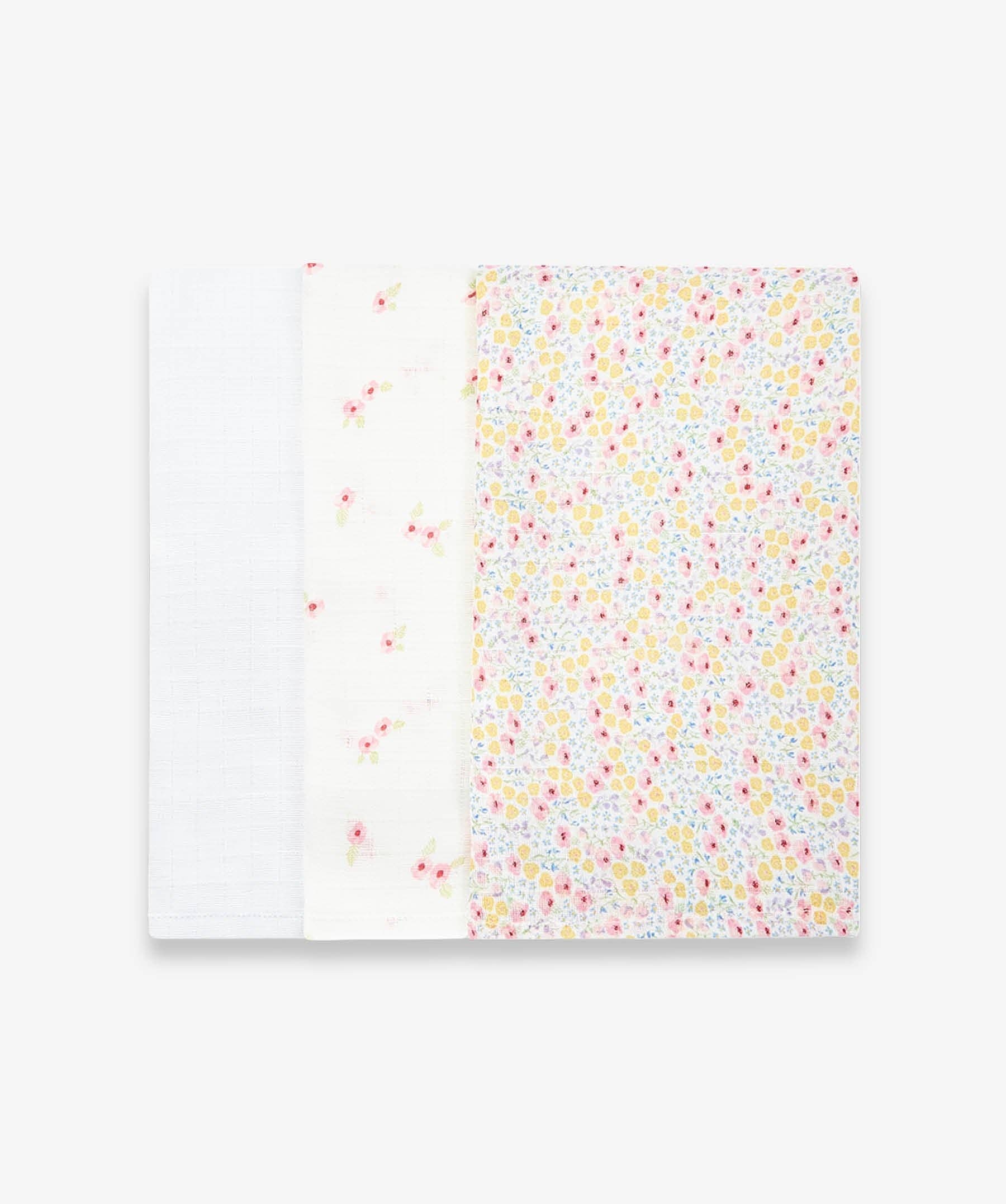 Avery Row Organic Baby Muslins, Set of 3 - Wildflower Garden