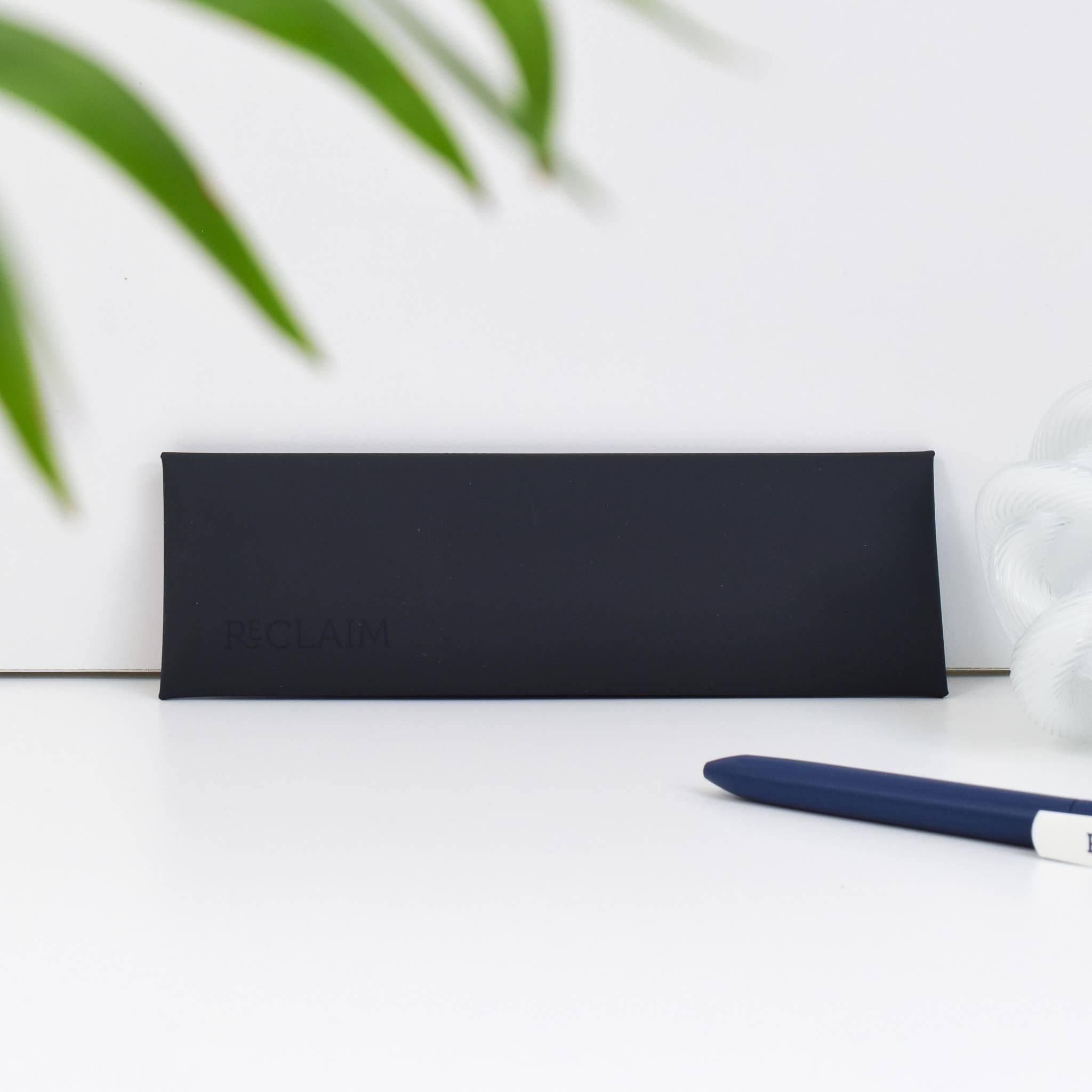Recycled Leather Pen & Pencil Pouch | Handmade Black Case