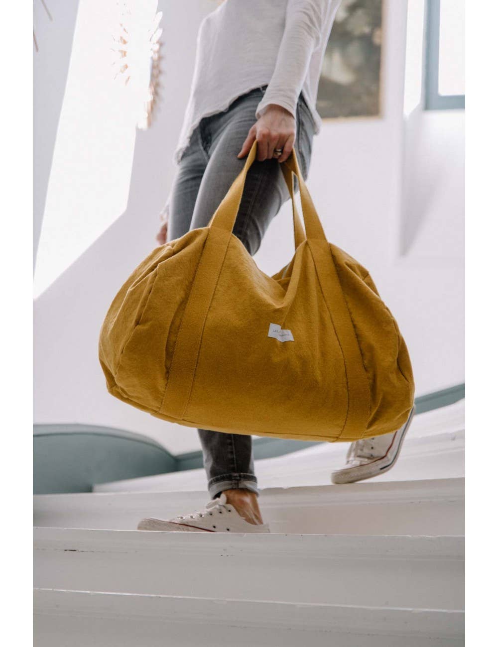 Organic Cotton Canvas Bowling Bag in Saffron Yellow