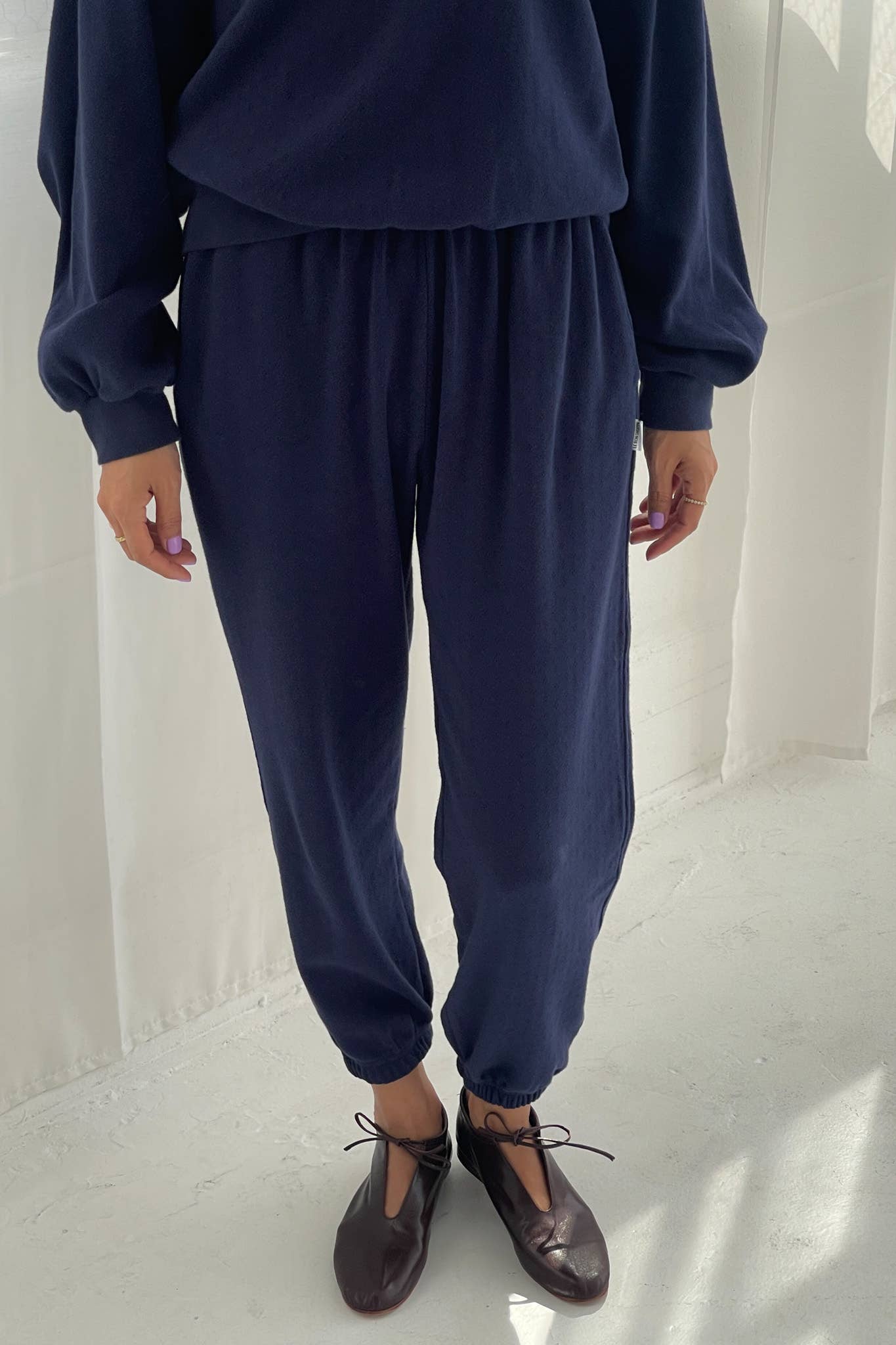 Pointelle Serene Jogger Navy - Le Bon Shoppe