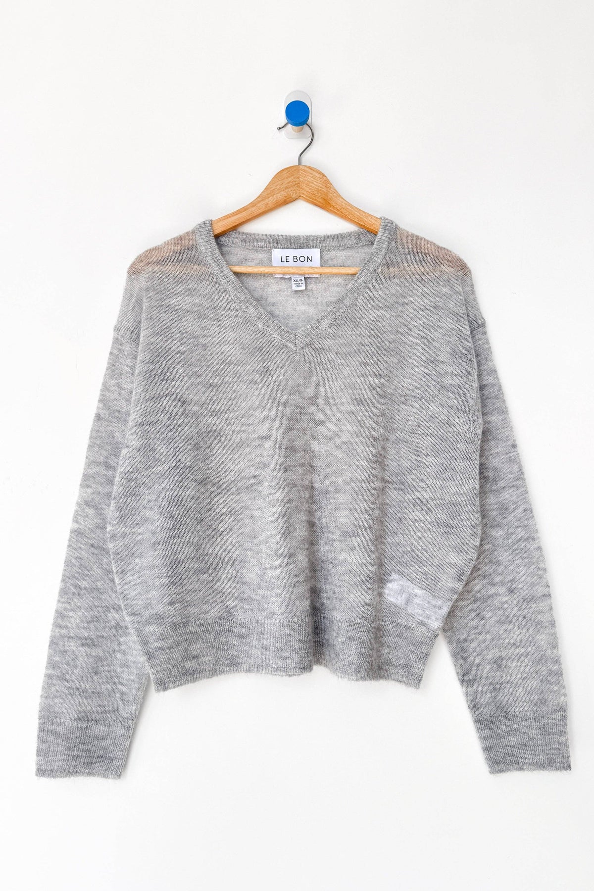 Matthew V-Neck Mohair Sweater (3XS/S-2M/L): Icy Grey (3XS/S-2M/L)