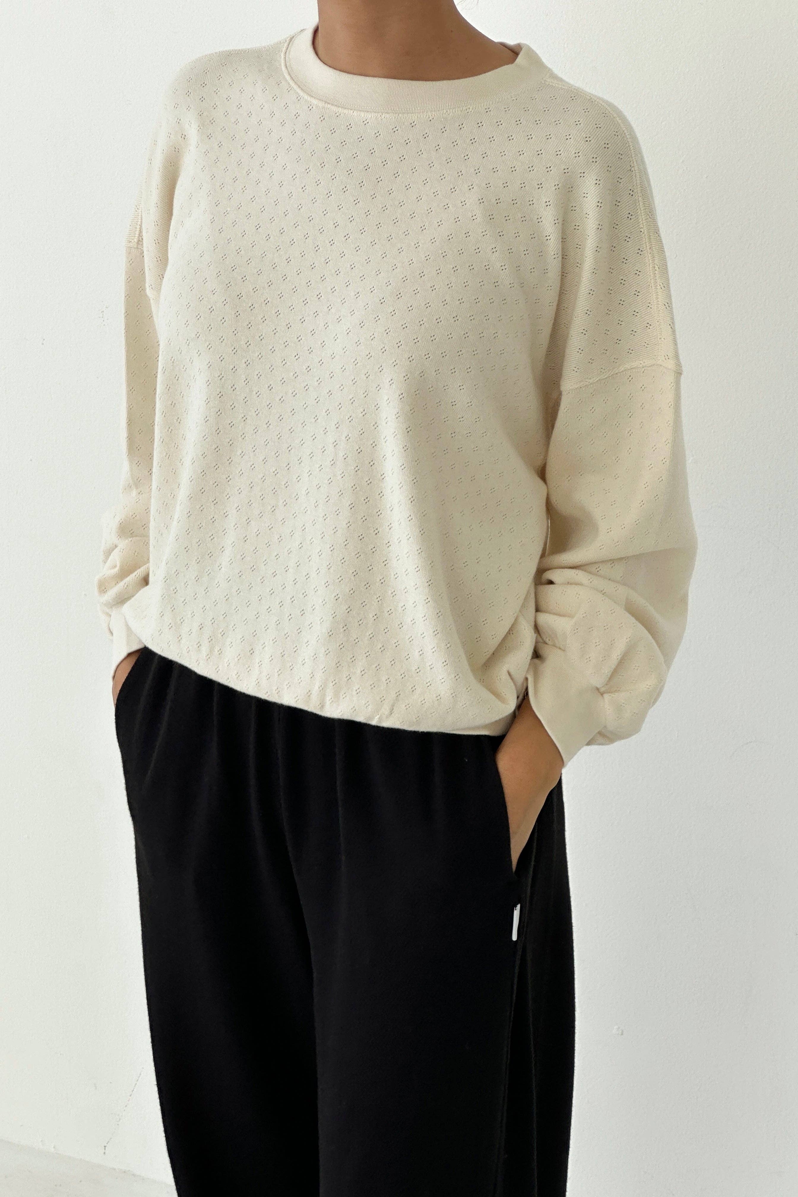 Pointelle Core Sweatshirt : Naturel - Le Bon Shoppe