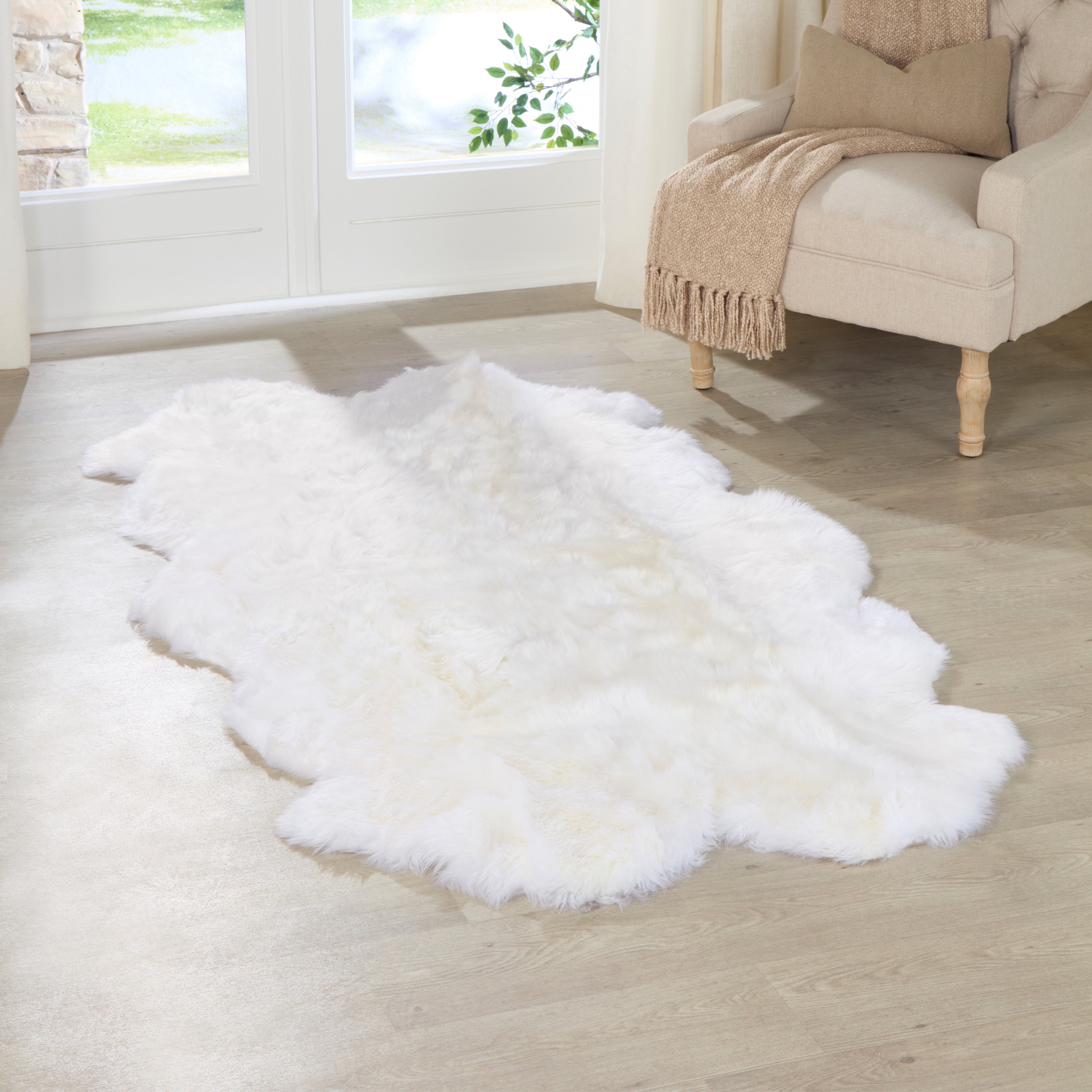 New Zealand Sheepskin Rug  -  4 Pelt Quad