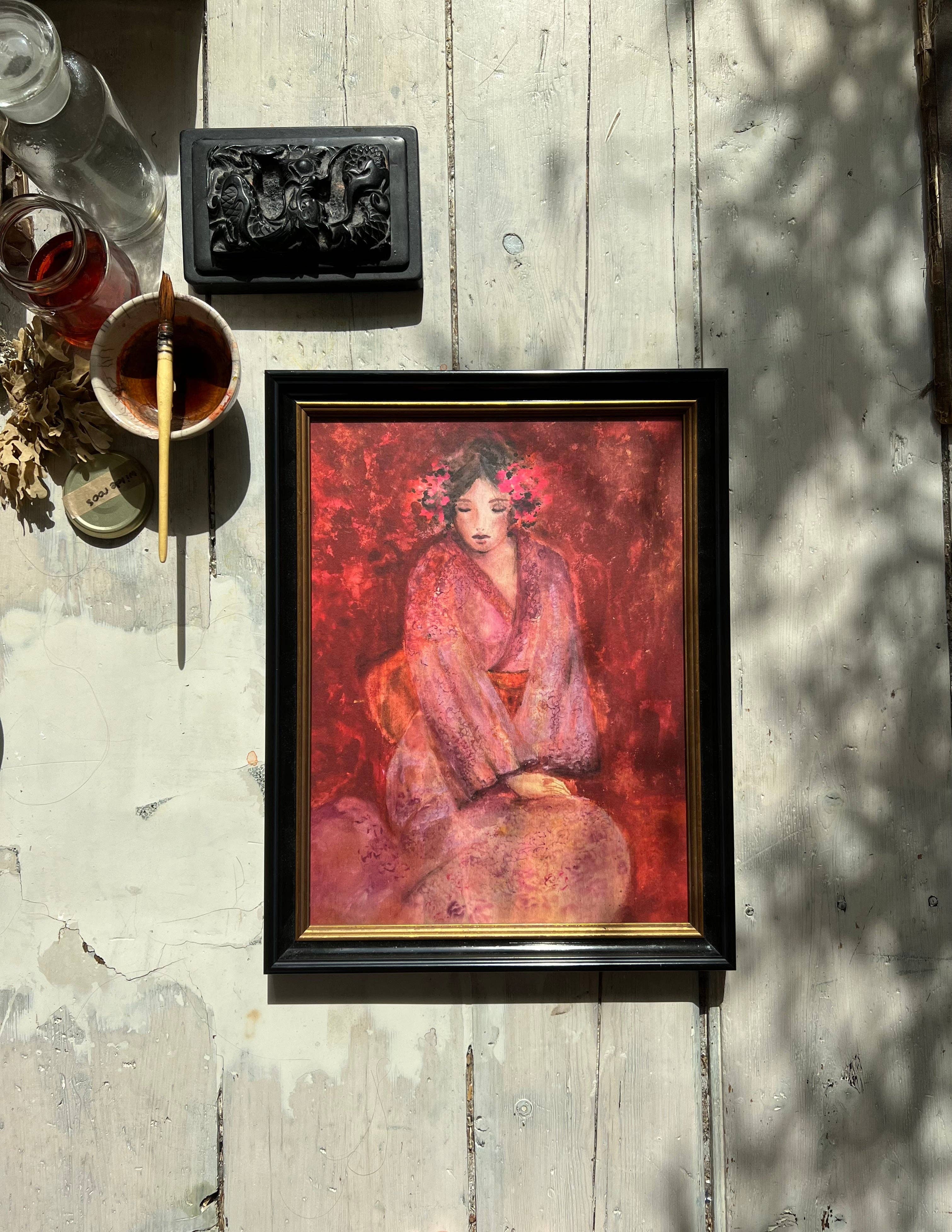 Framed Art Print "Fleurs Japonaises": 70cm x 100cm Tinystories