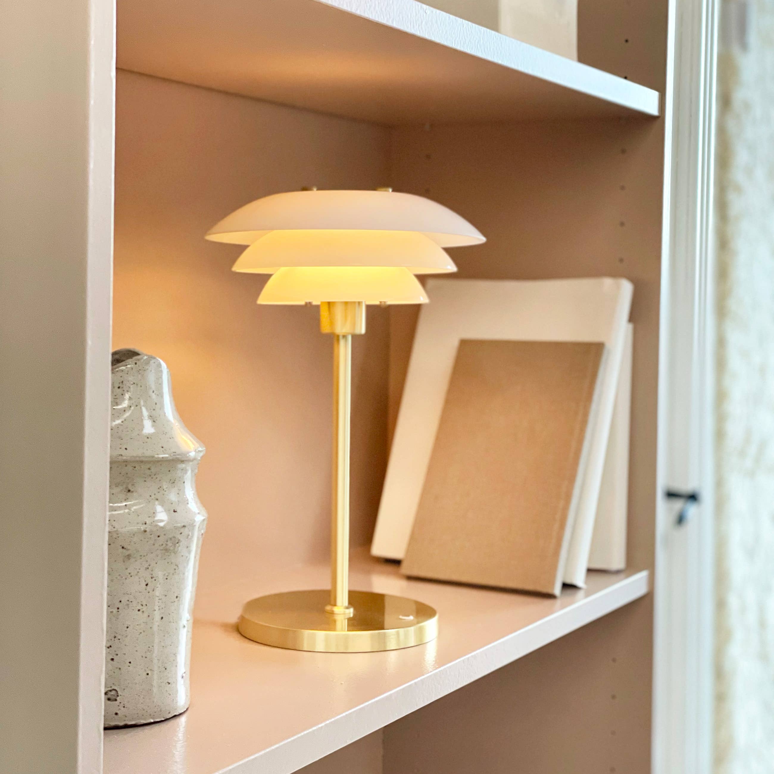 Opal/ Brass Table rechargeable Table Lamp  - by Dyberg Larsen
