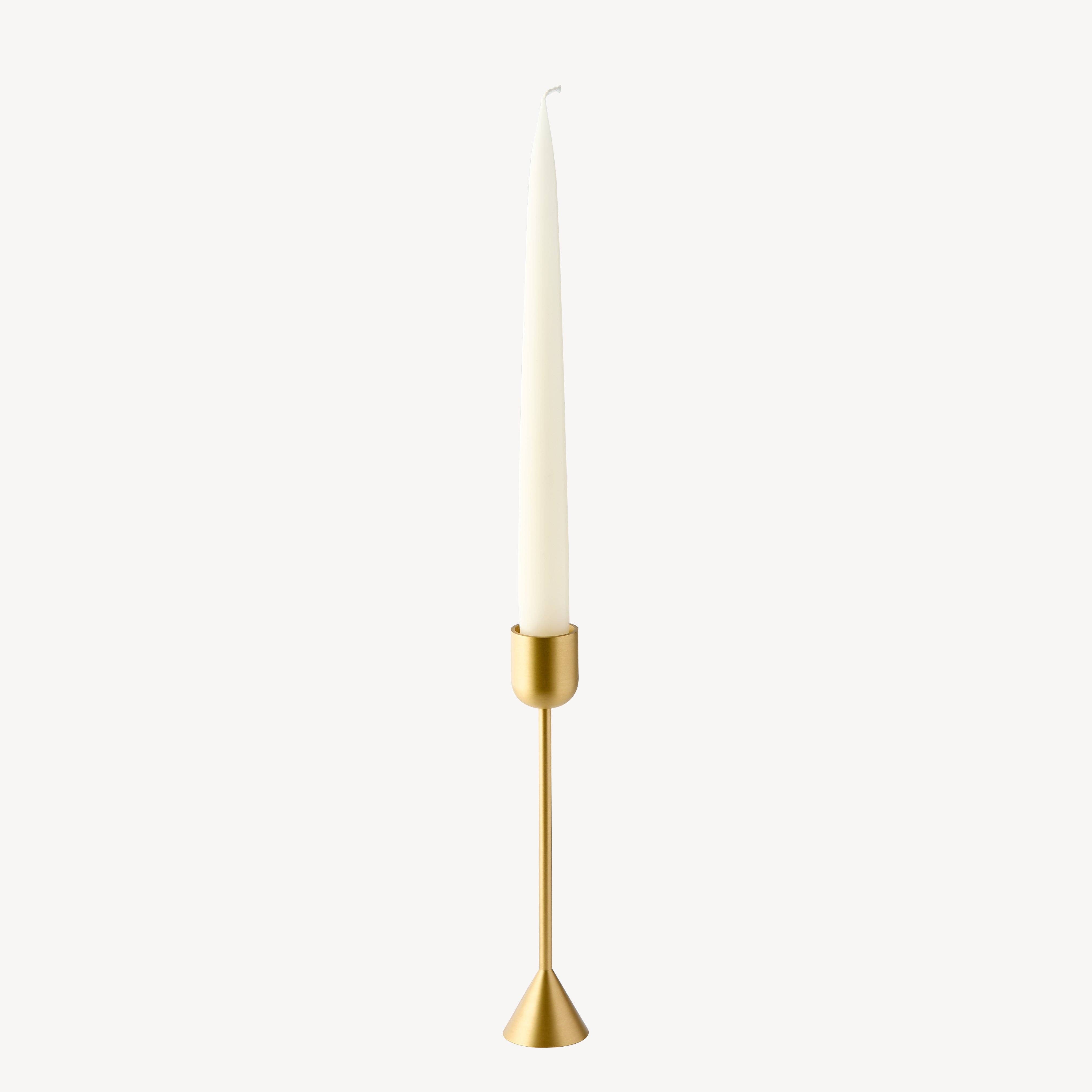Reversible Totem Dinner Candle Holder - Small, Satin Brass