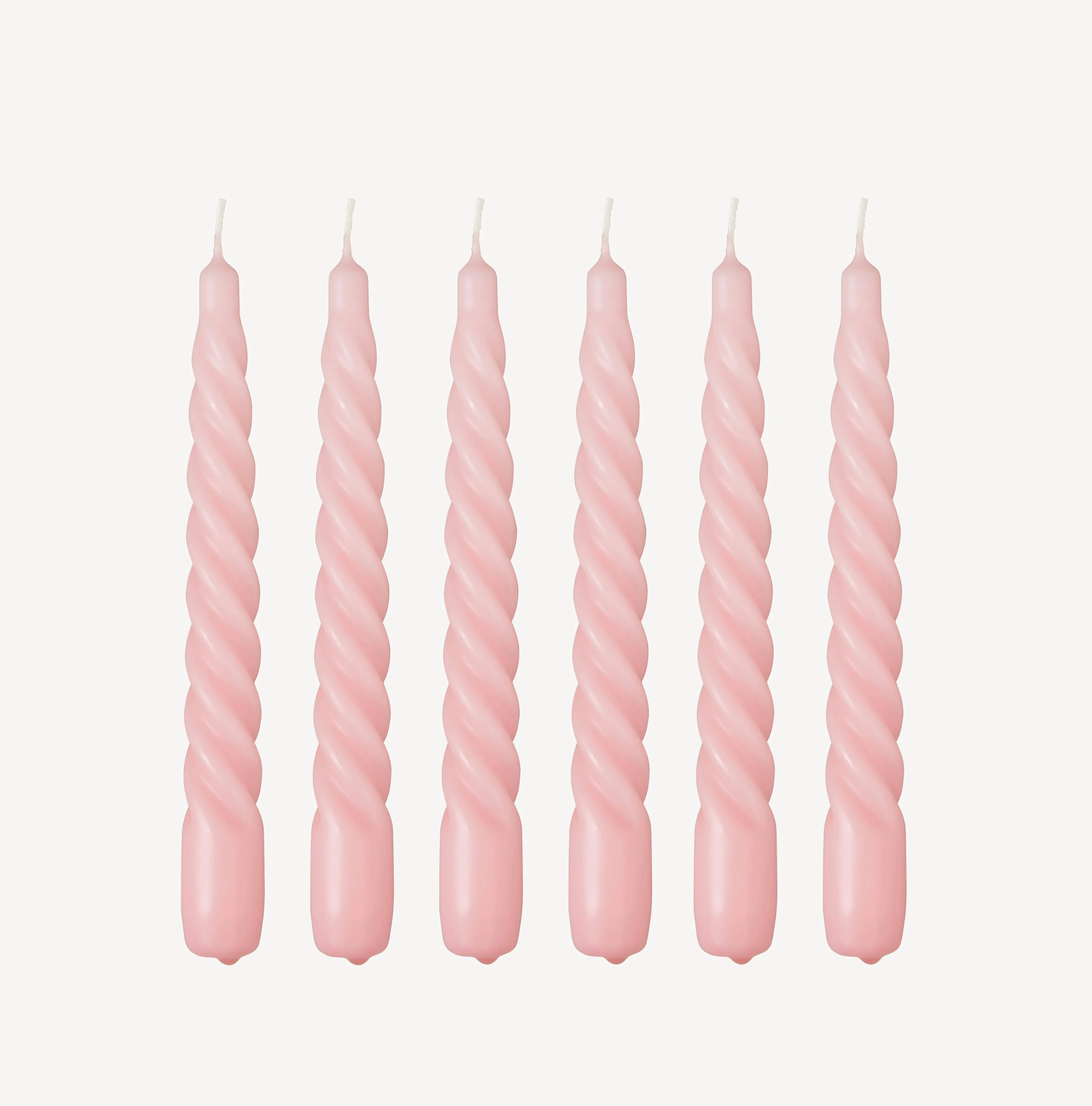 Lex Pott pink twisted wax taper candles set of six