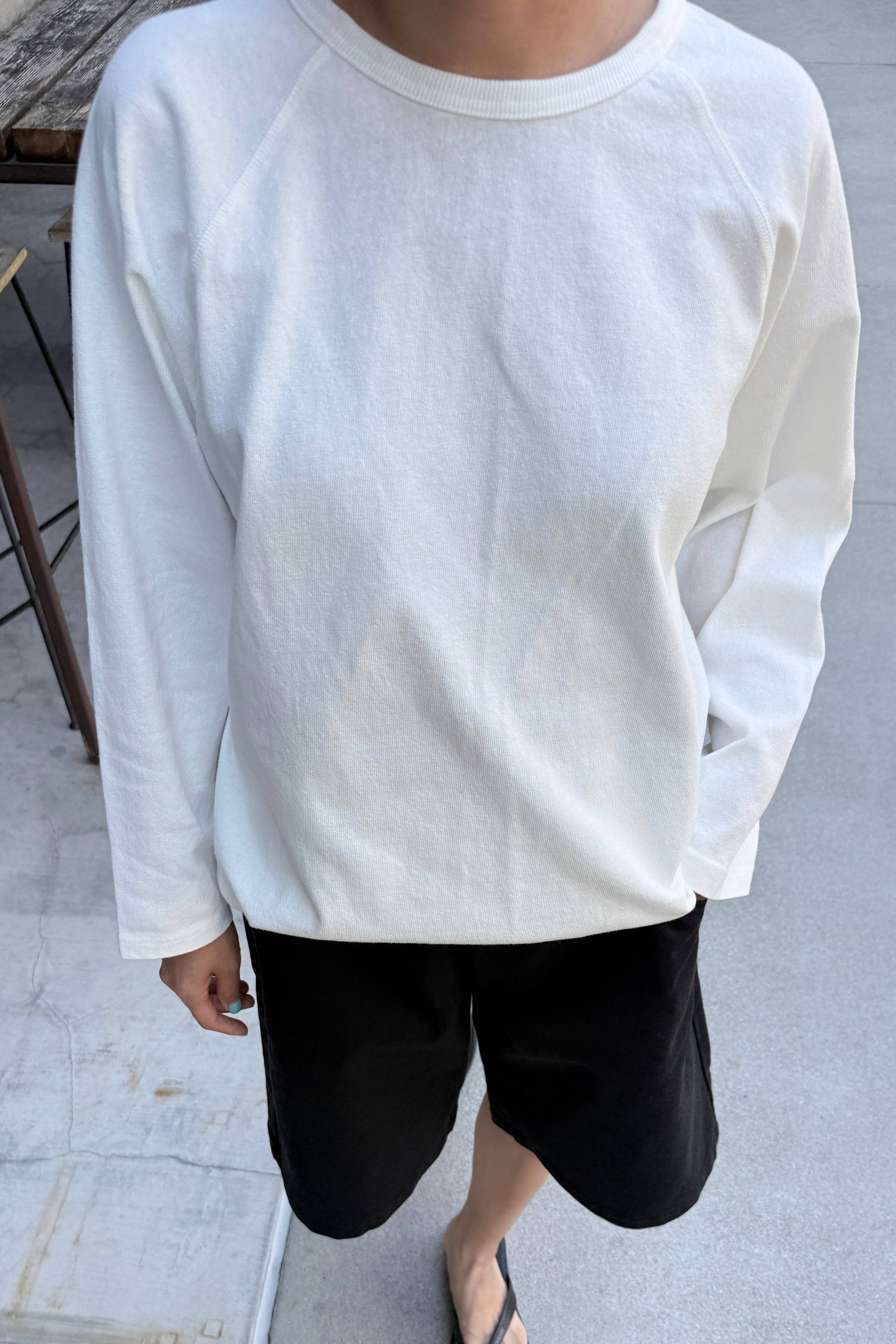 Heavy Cotton Raglan Tee (3XS/S-2M/L): White Cotton
