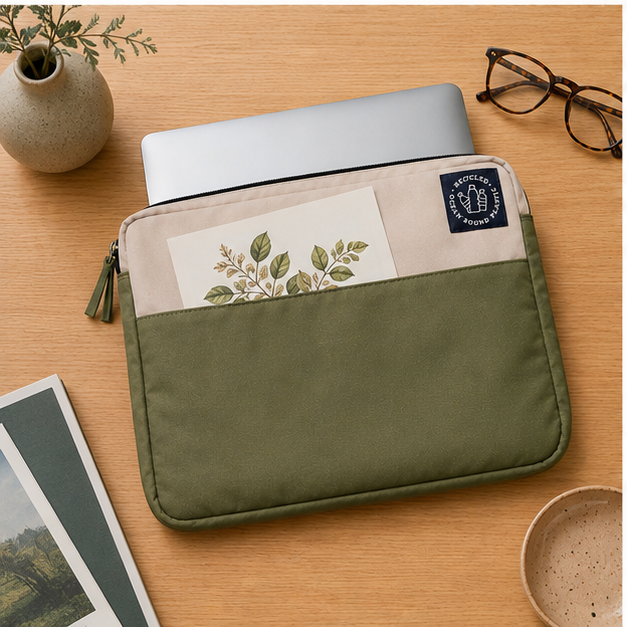 Laptop Sleeve  - Recycled Ocean Plastic - Sage Green