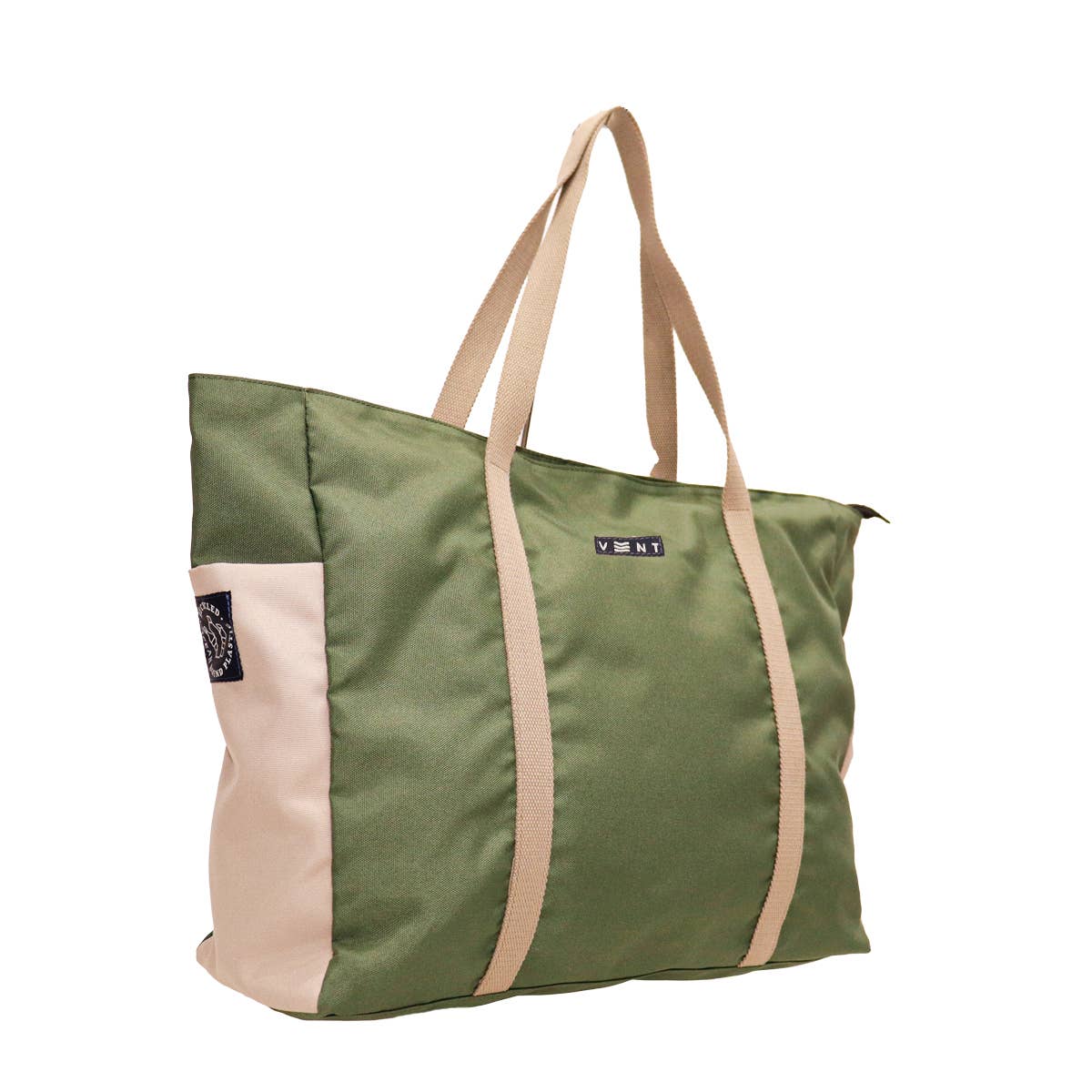 Large Zipped Shopper Bag - Recycled Ocean Plastic - Green