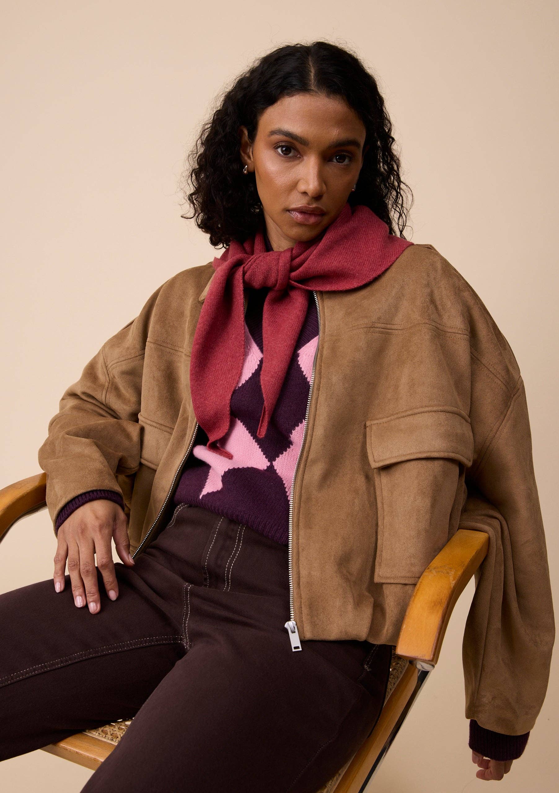 TBCo Merino Wool Triangle Scarf in Rust