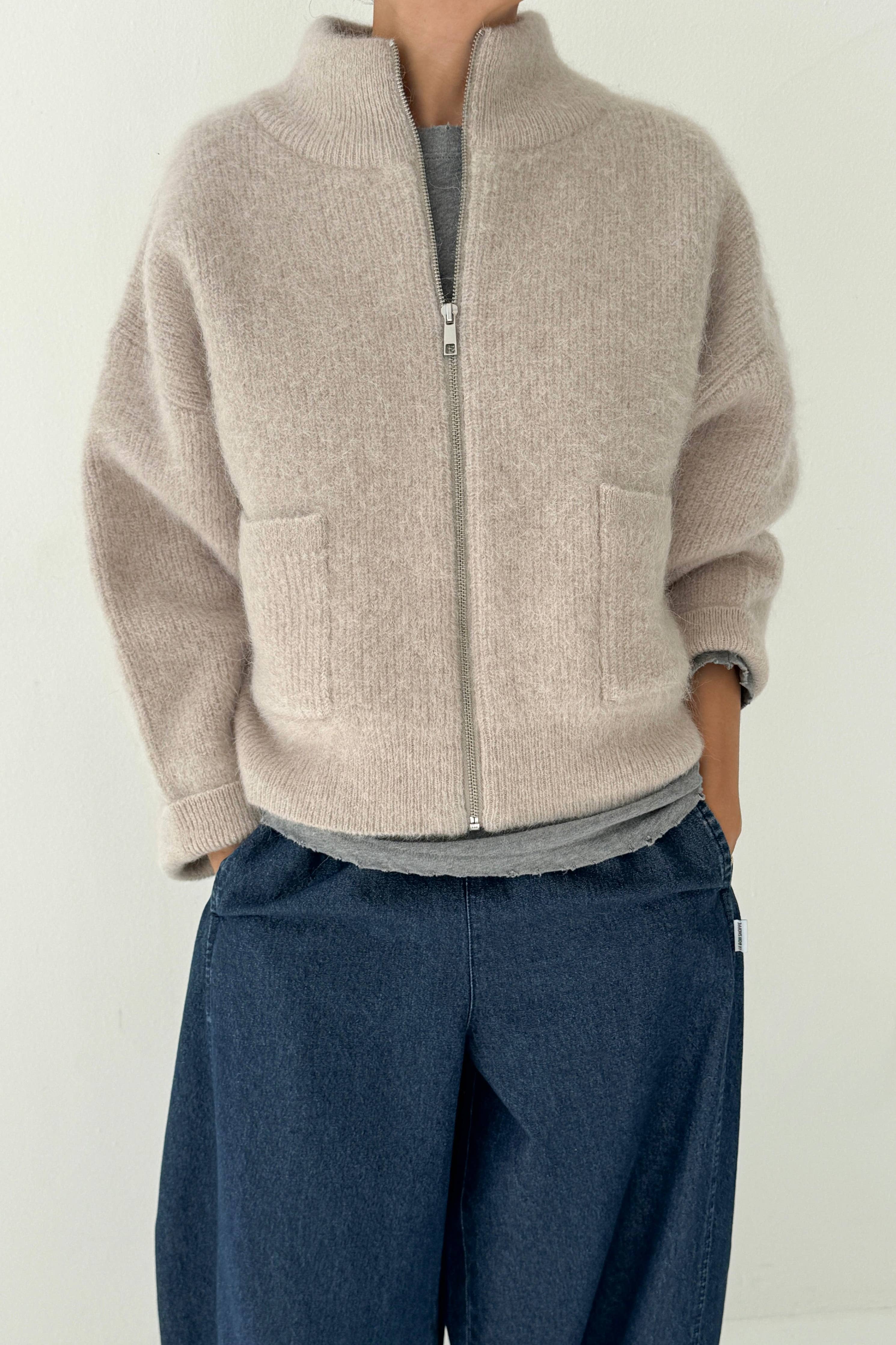 Le Bon Shoppe Alpaca Zip Front Jacket : Smoke