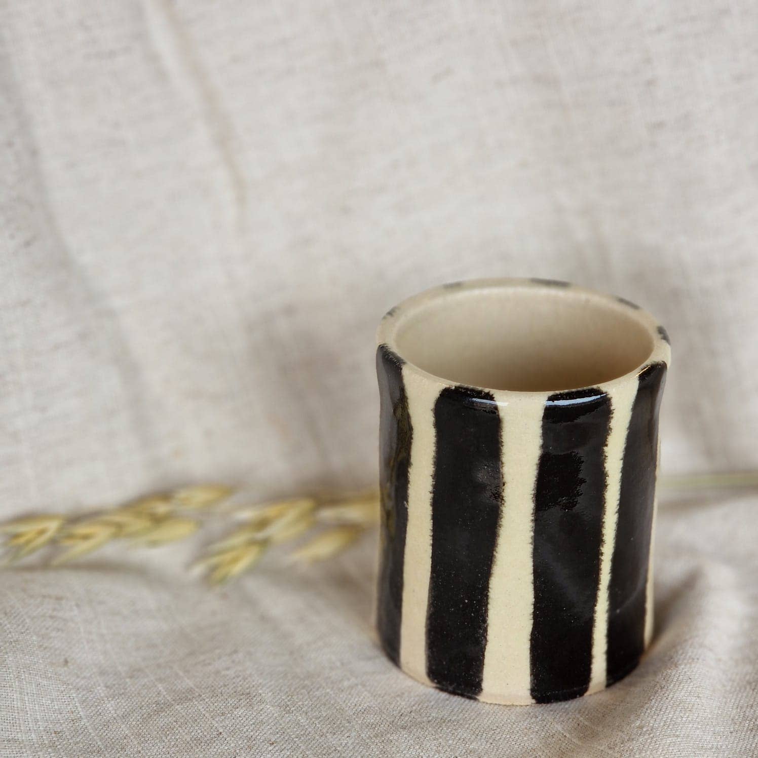 Stripe Double Espresso Cup - by Charlotte Manser Ceramics