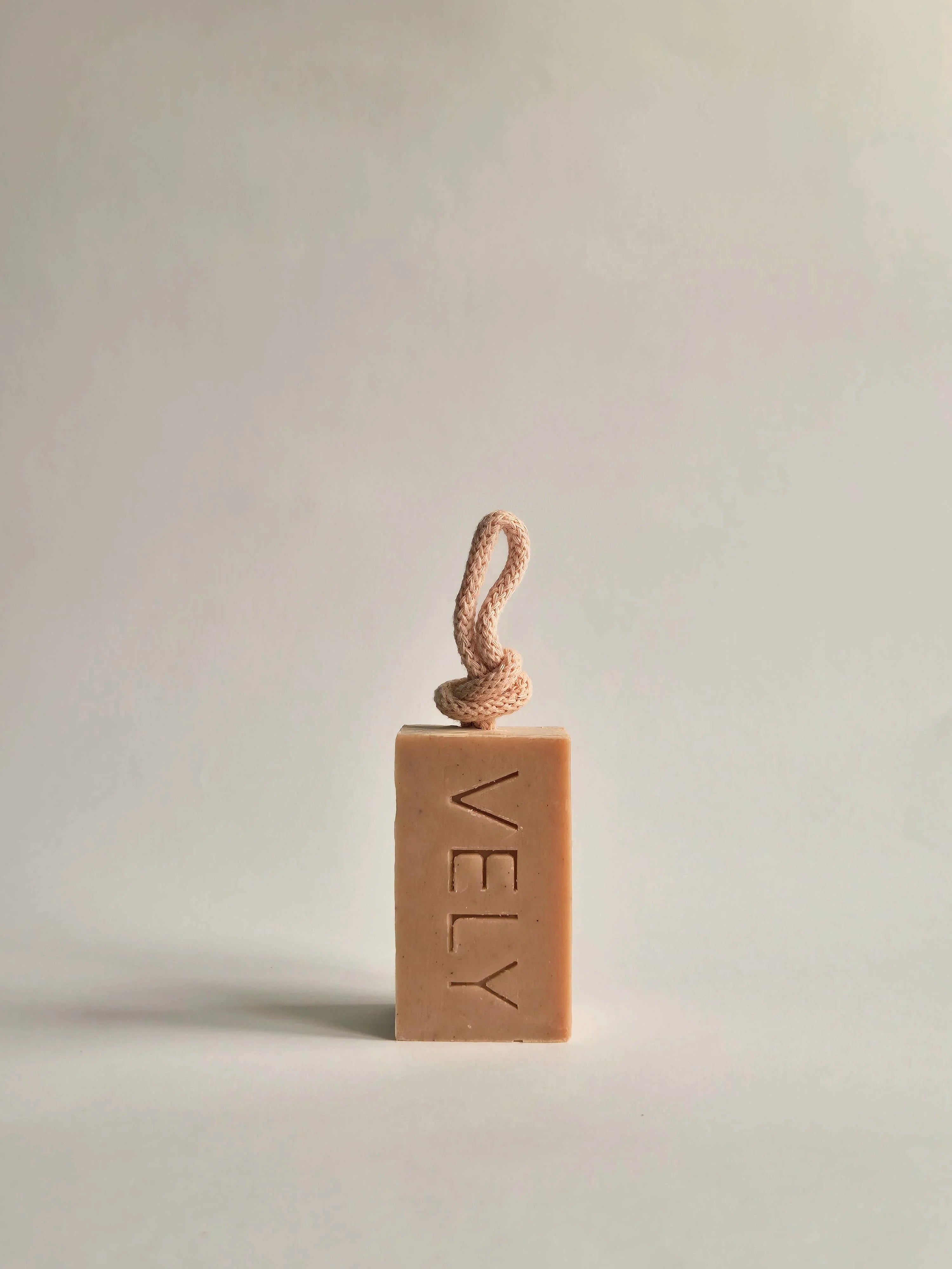 VELY natural beige soap bar with rope, minimalist design, premium solid cleanser