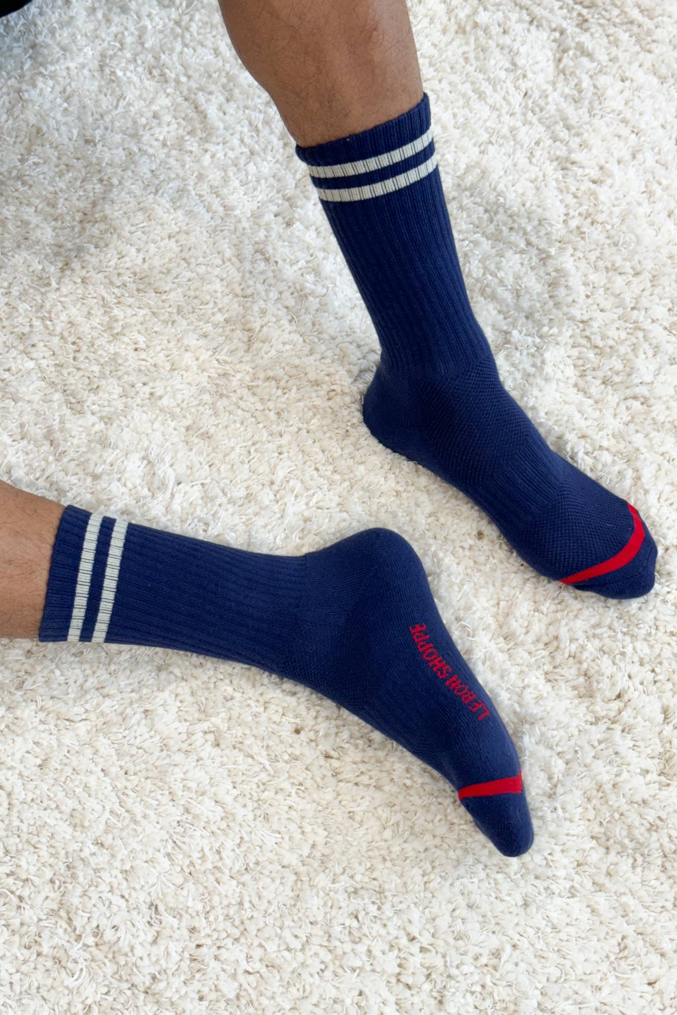 Extended Boyfriend Socks Navy - Le Bon Shoppe