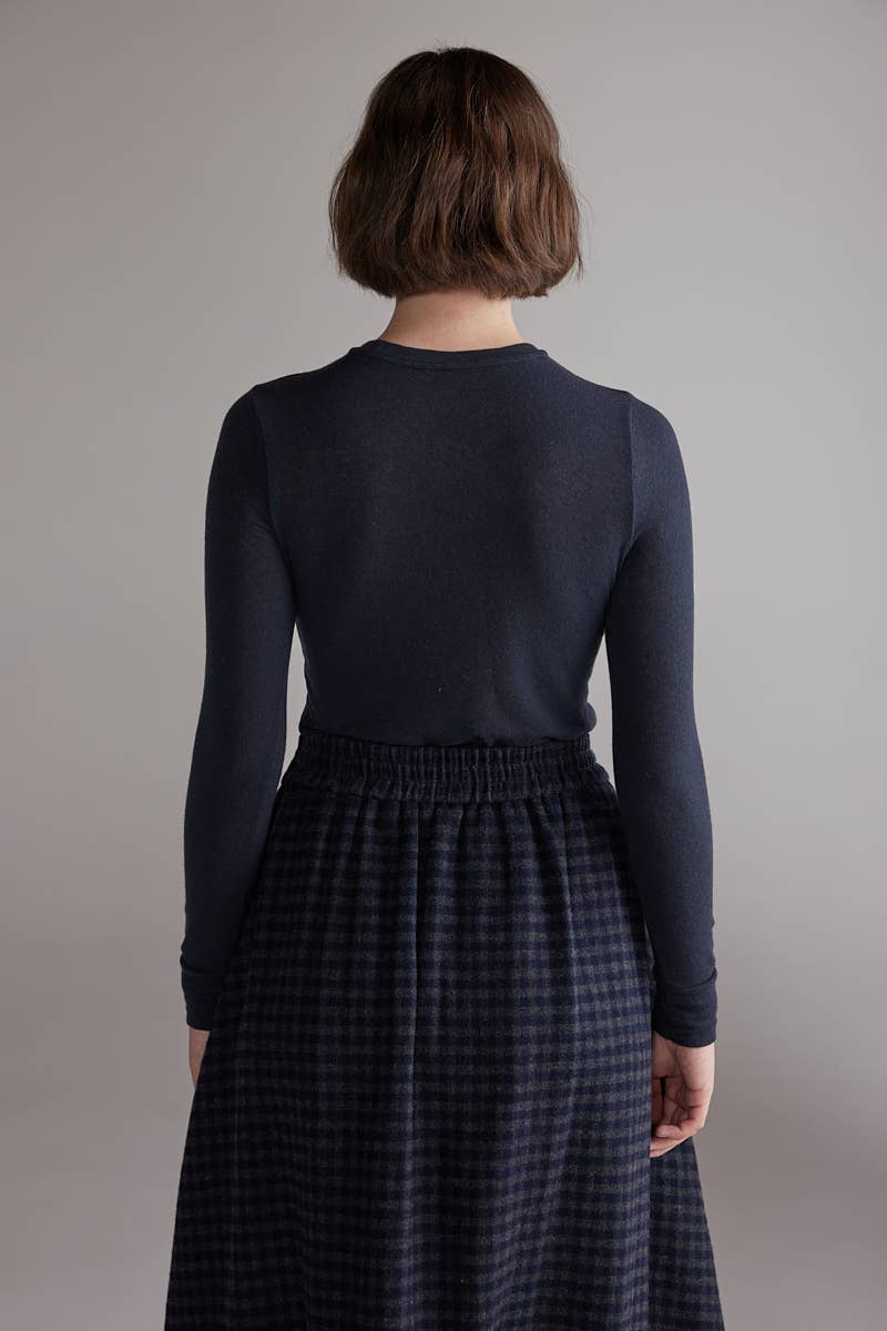 Wool blend knit top: Denim / Solid / XS/S