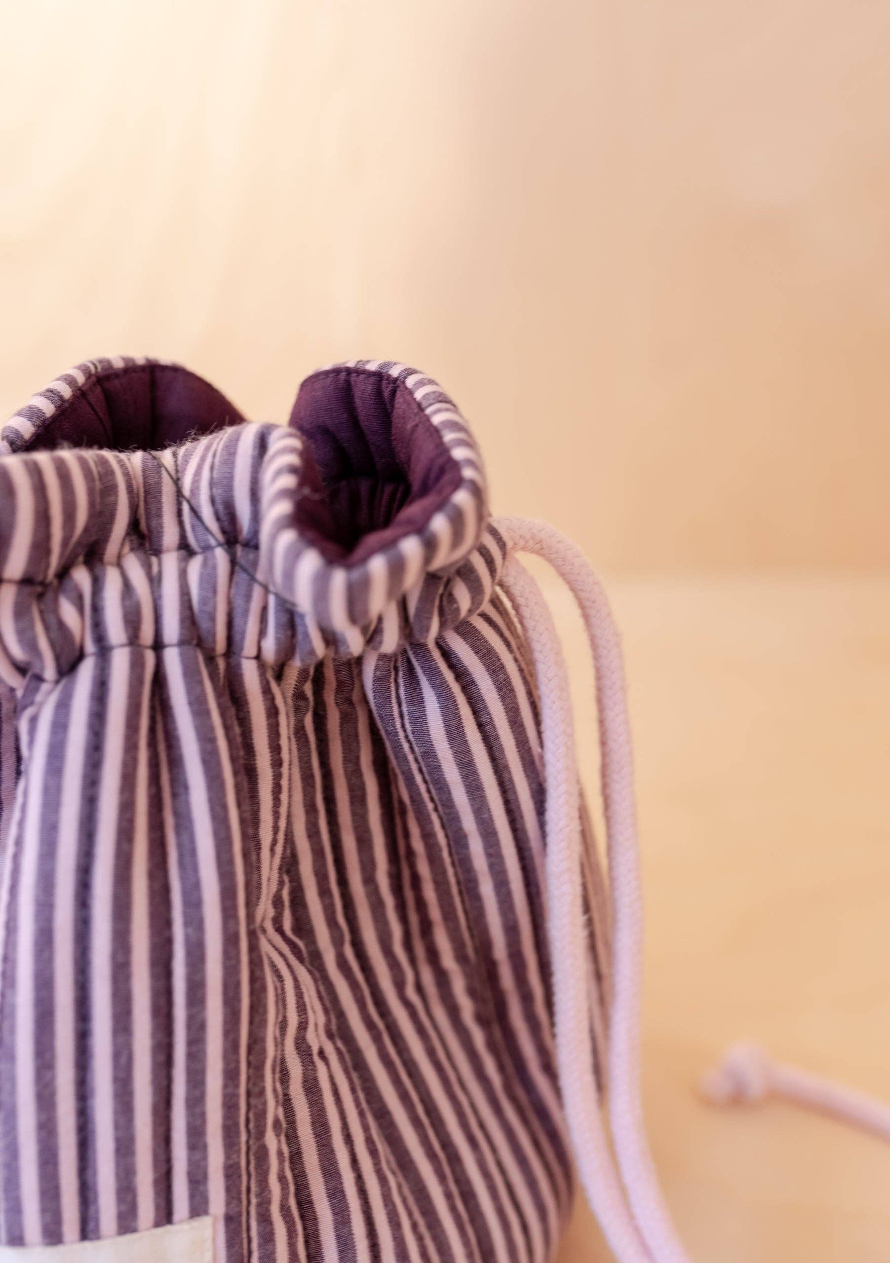 Cotton Wash Bag in Burgundy Stripe - TBCo