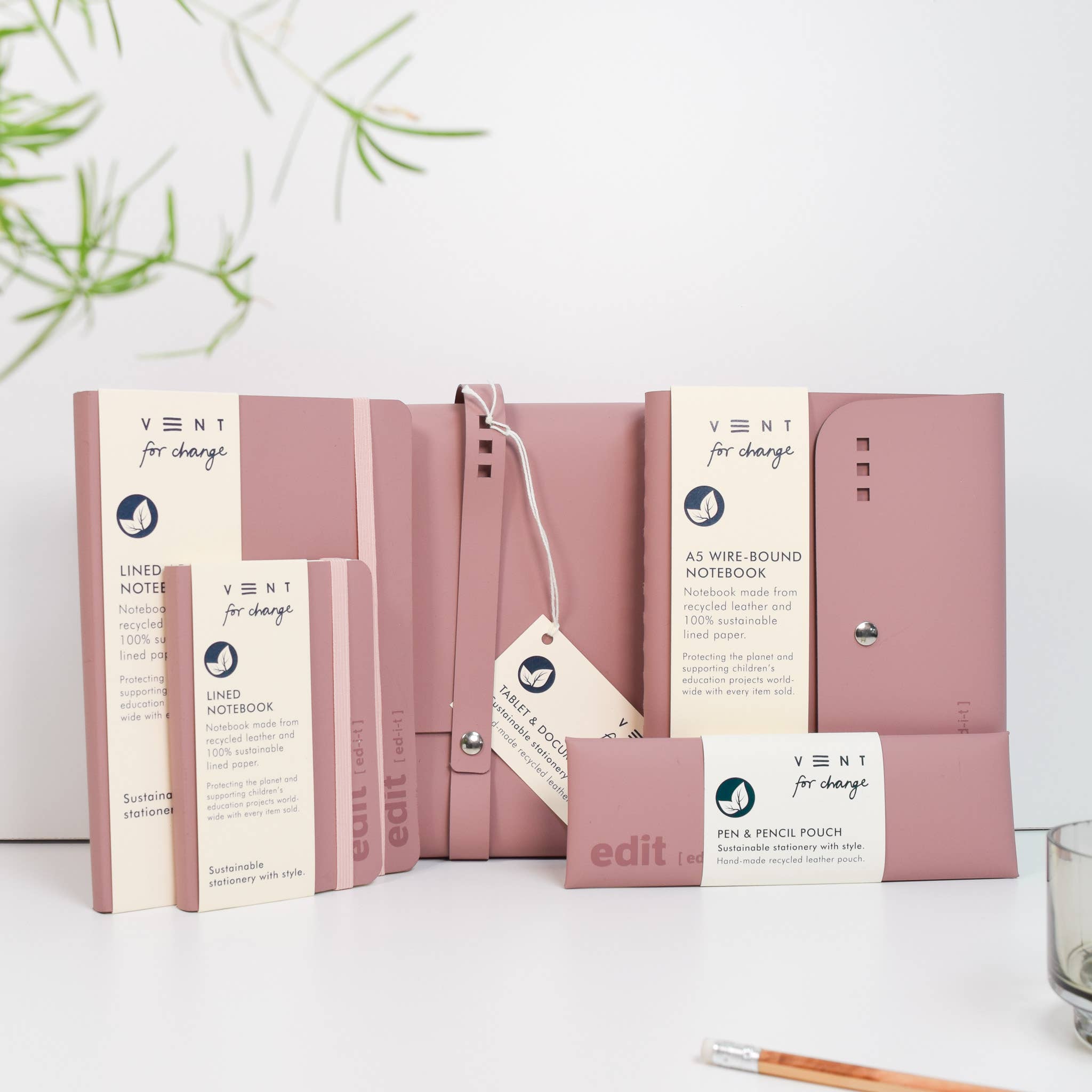 Recycled Leather Pen & Pencil Case | Handmade | EDIT Pink
