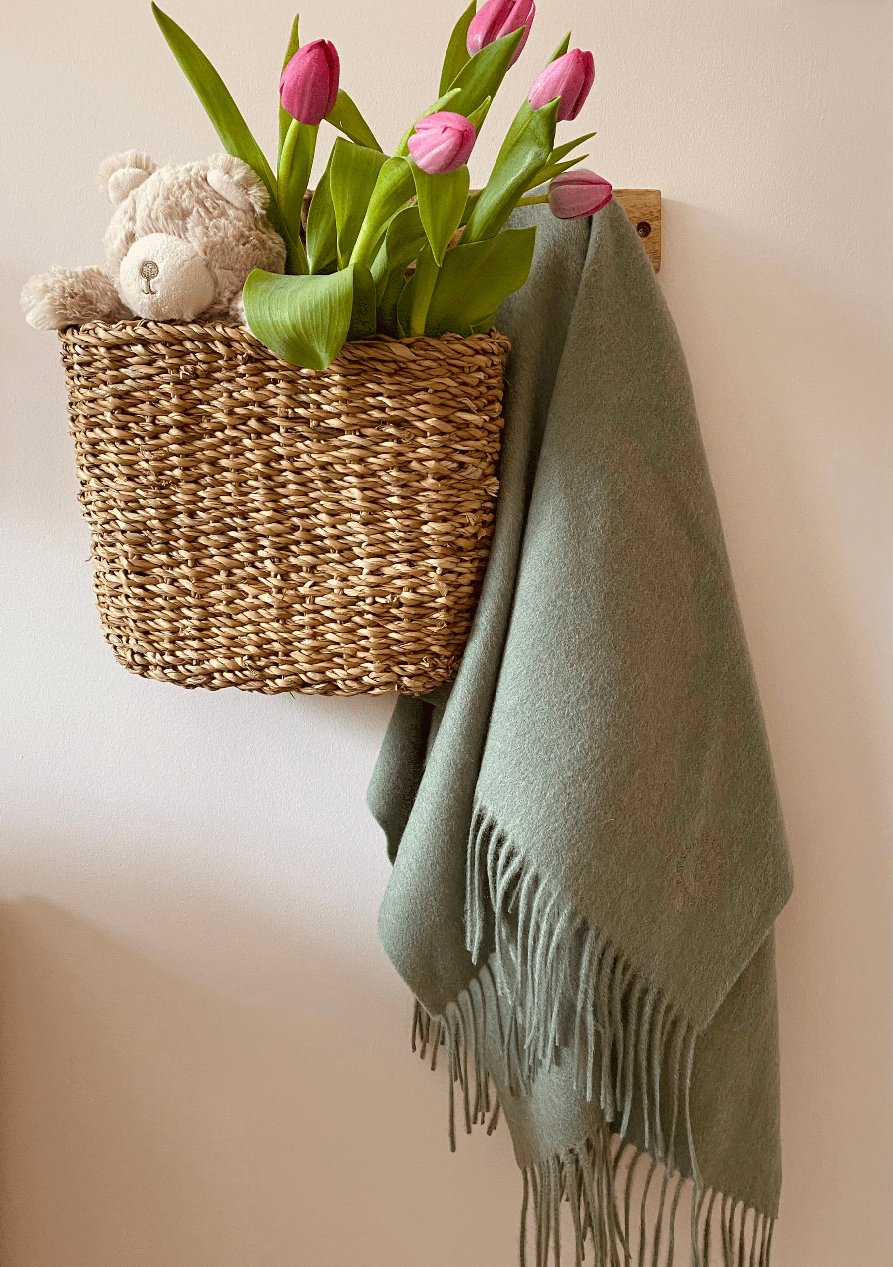 Lambswool Baby Blanket in Sage Melange -  TBCo