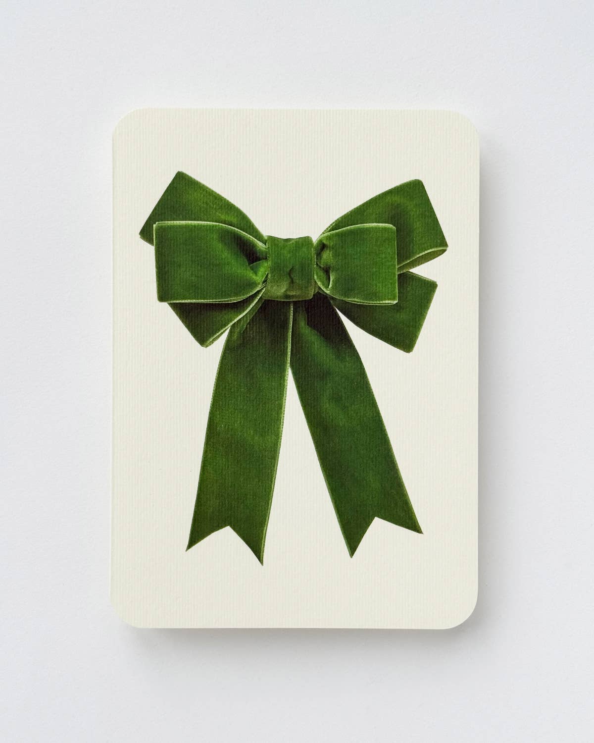 Green Velvet Bow Greeting Card by Canonbury Press