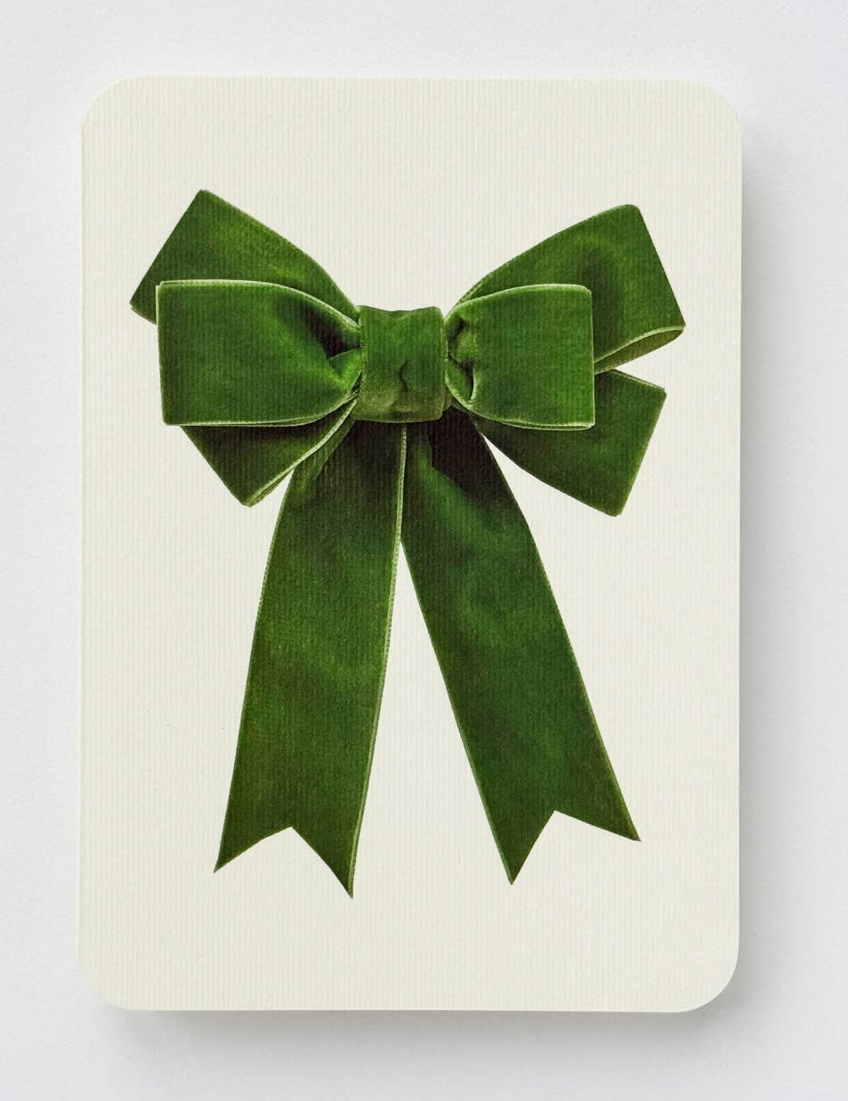 Green Velvet Bow Greeting Card by Canonbury Press