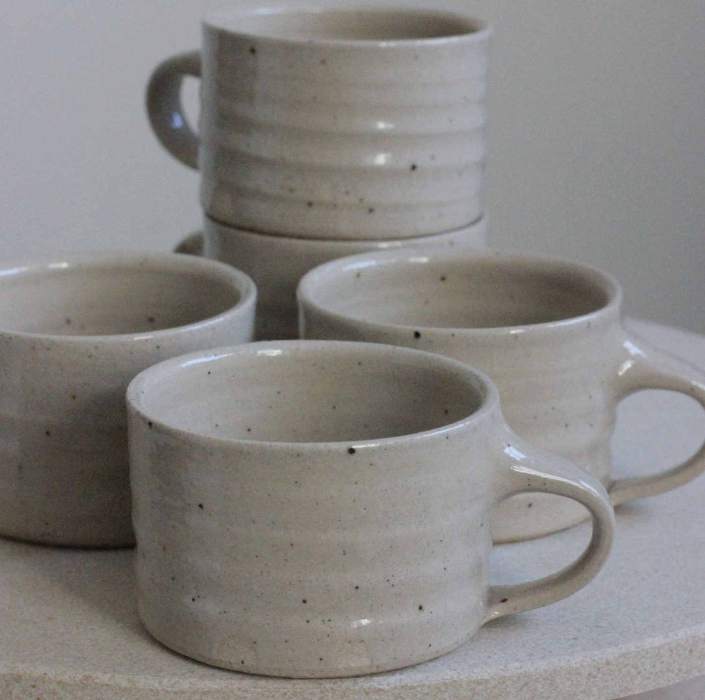 Stoneware Speckled Low Wide Mug - Eleanor Torbati