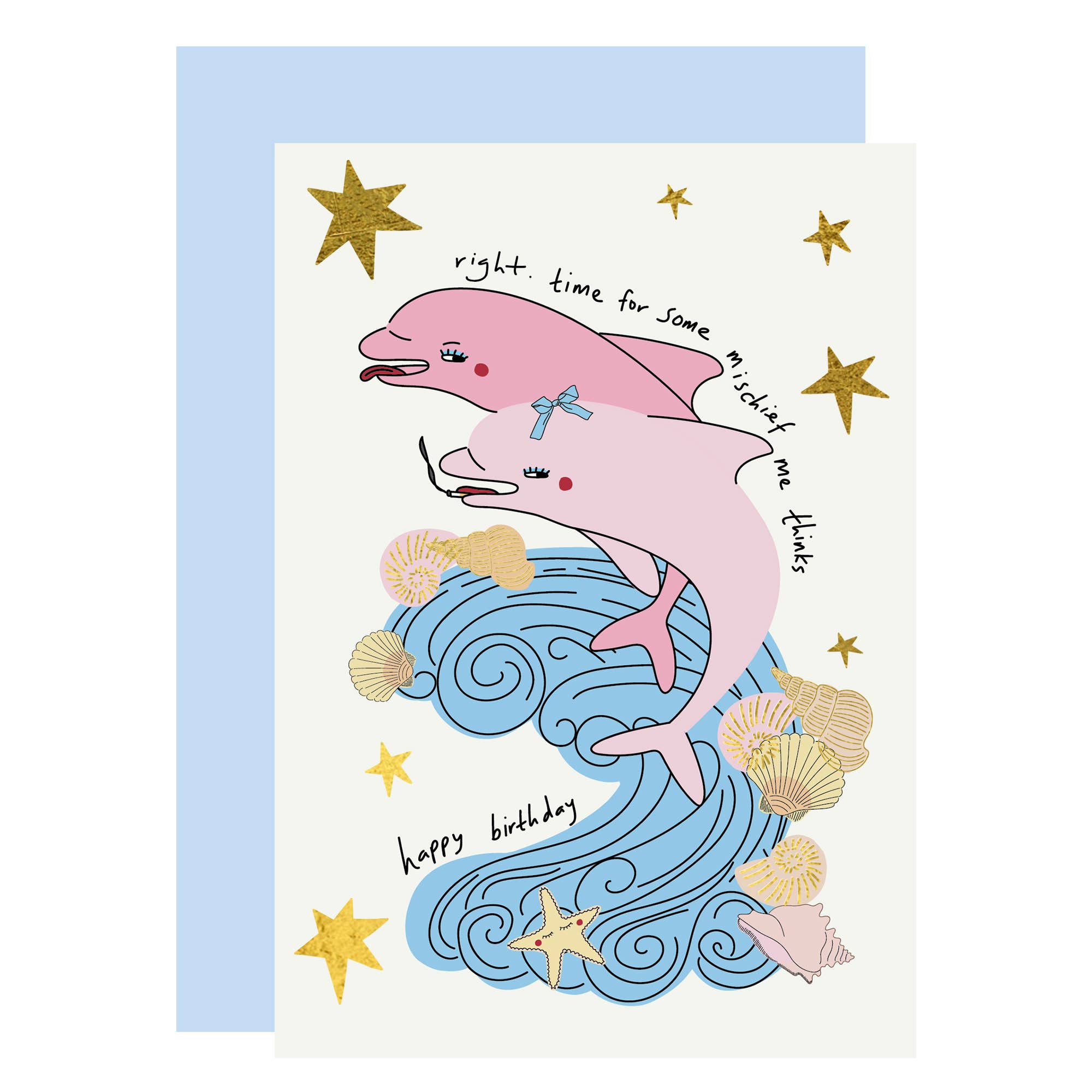 Dolphin mischief, dolphin design, funny birthday card
