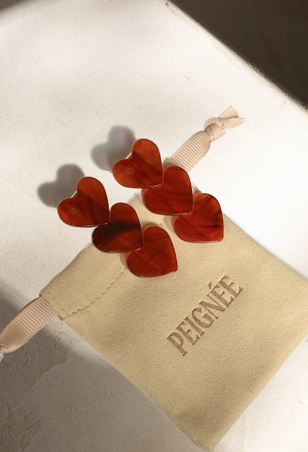 Heart Clip - Delicate Red (Pair) - Peignee Paris