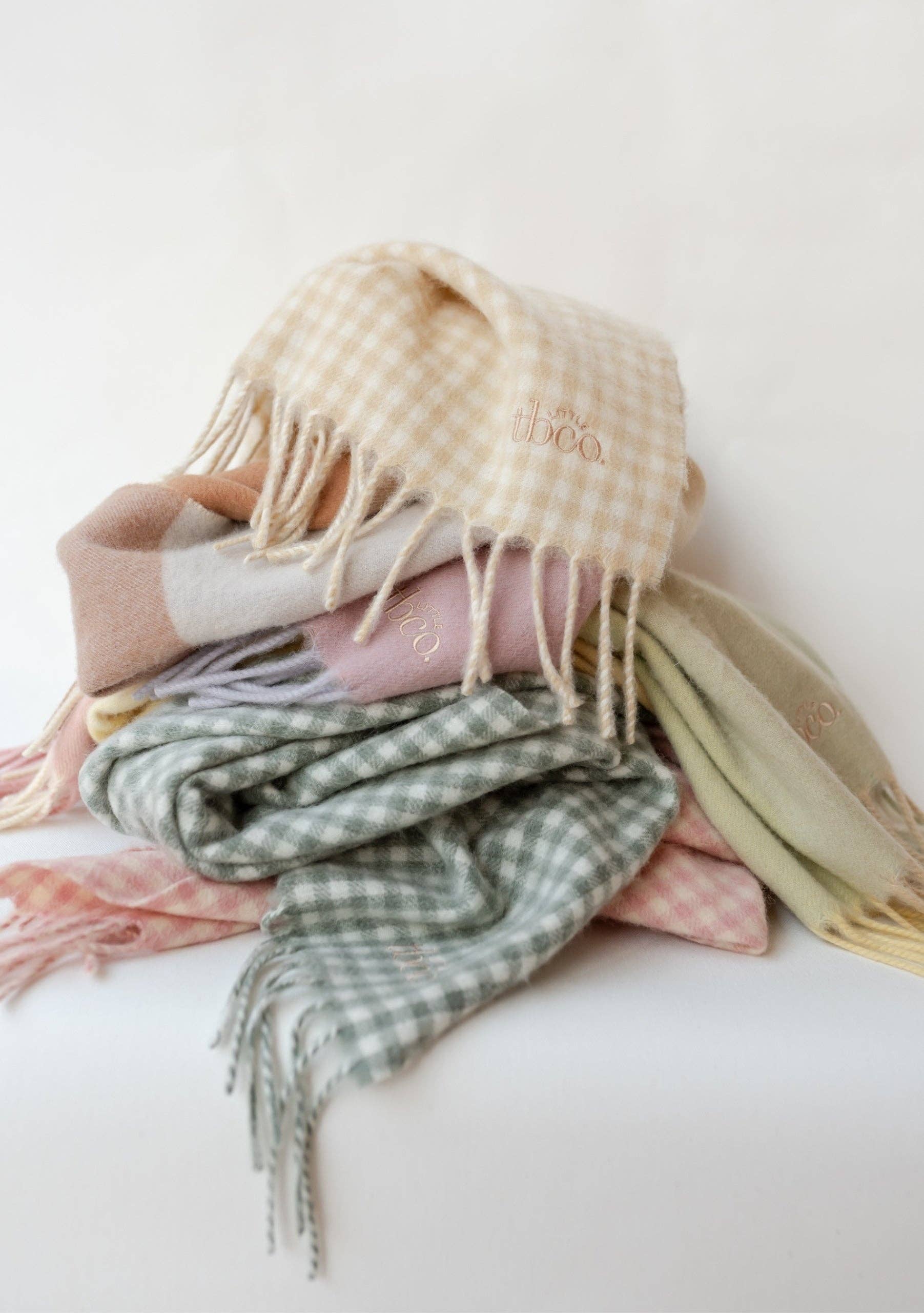 Lambswool Baby Blanket in Sage Nursery Gingham -  TBCo