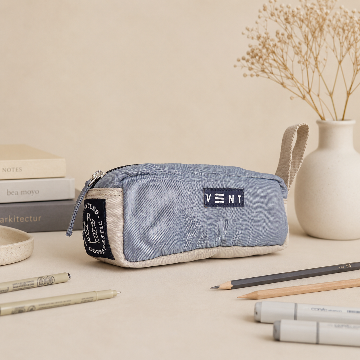 Pencil Case - Recycled Ocean Plastic - Dusty Blue